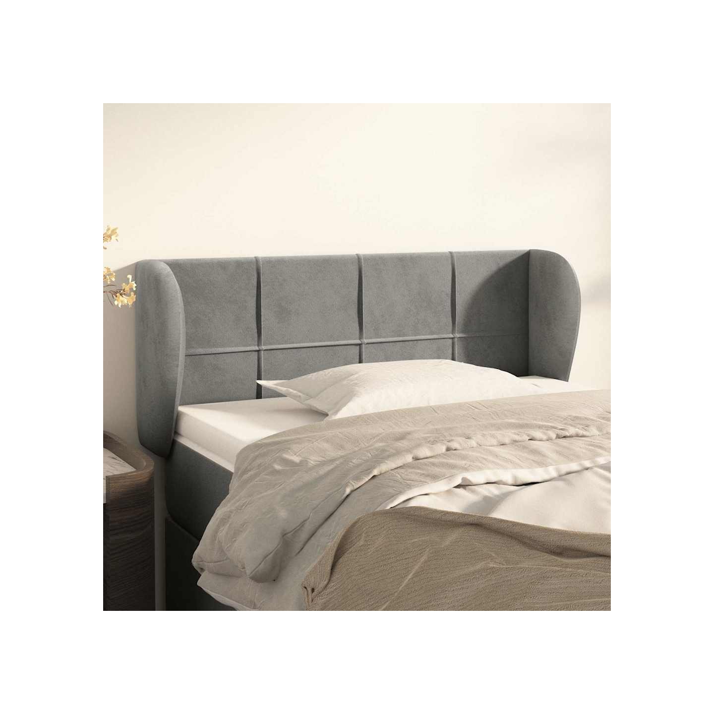 Tête de lit avec oreilles Gris clair 93x23x78/88 cm Velours