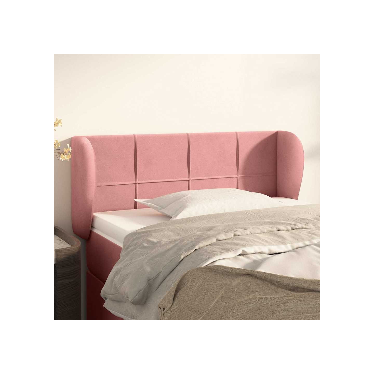 Tête de lit avec oreilles Rose 93x23x78/88 cm Velours