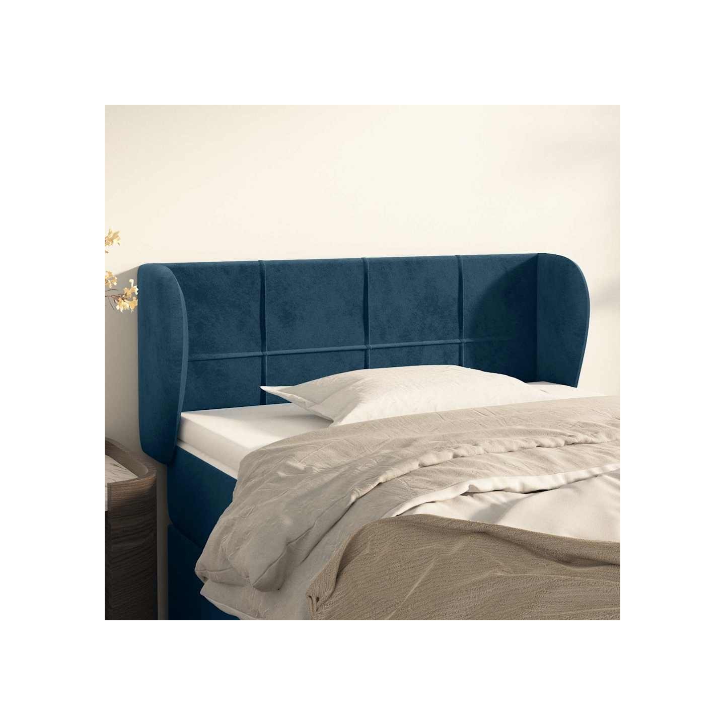 Tête de lit avec oreilles Bleu foncé 103x23x78/88 cm Velours