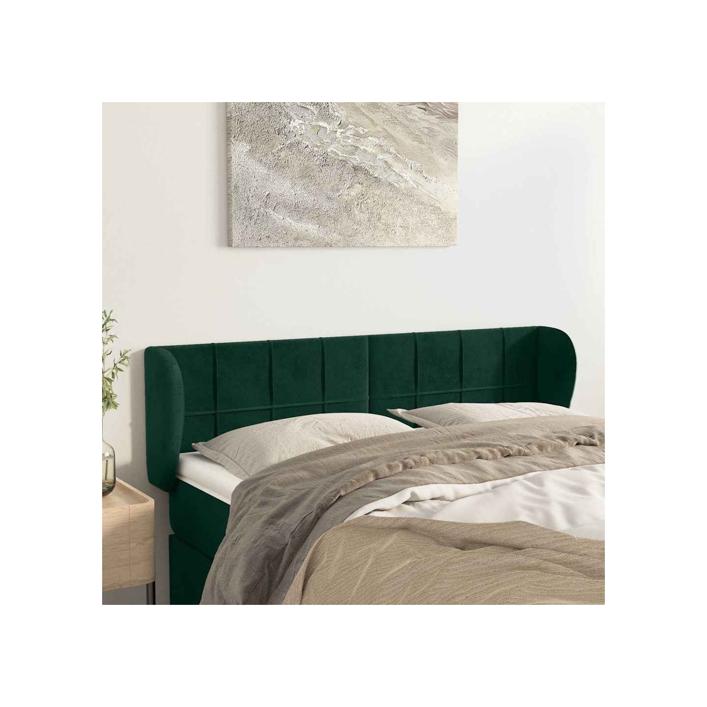 Tête de lit avec oreilles Vert foncé 147x23x78/88 cm Velours