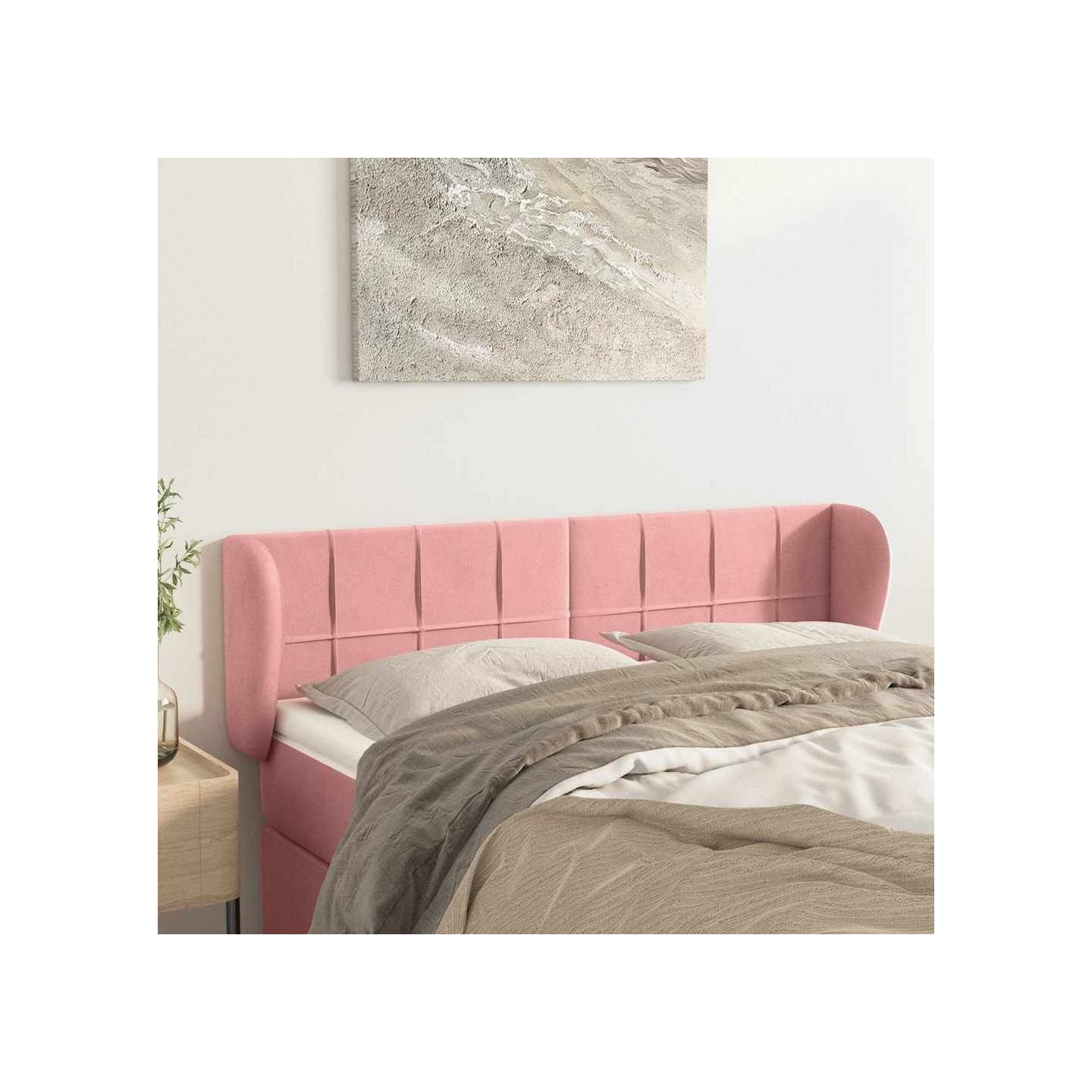 Tête de lit avec oreilles Rose 147x23x78/88 cm Velours