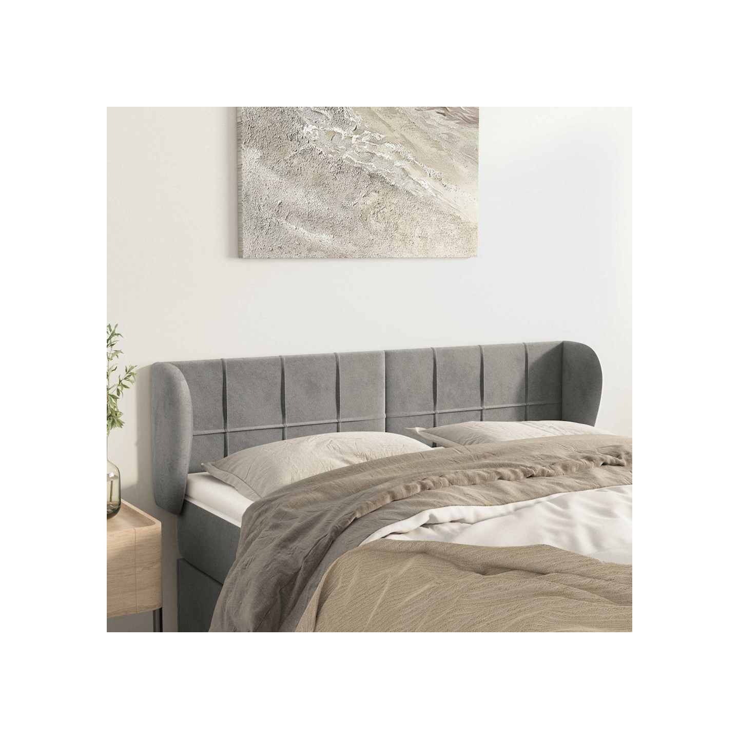 Tête de lit avec oreilles Gris clair 147x23x78/88 cm Velours