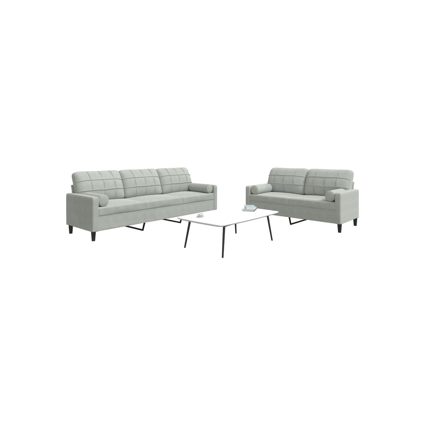 Ensemble de canapés 2 pcs et coussins et traversins velours