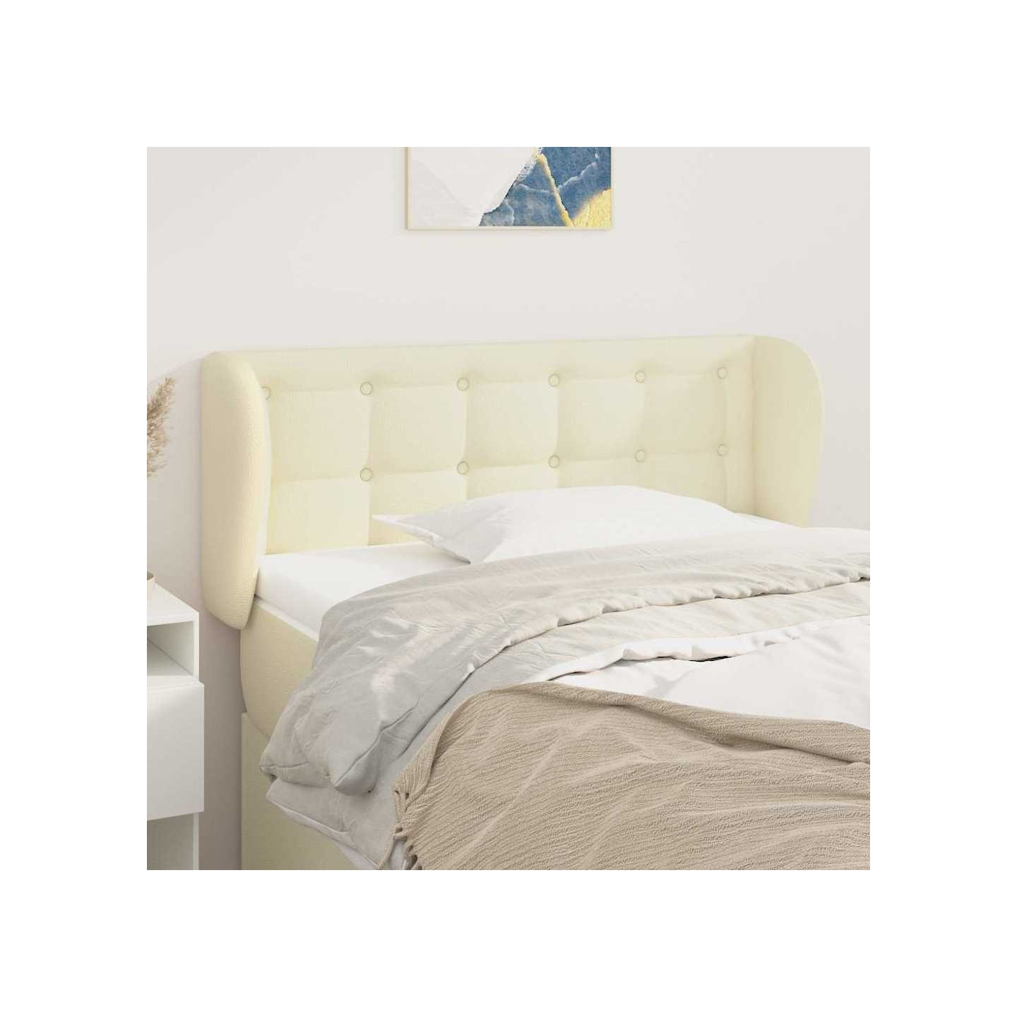 Tête de lit avec oreilles Crème 93x23x78/88 cm Similicuir