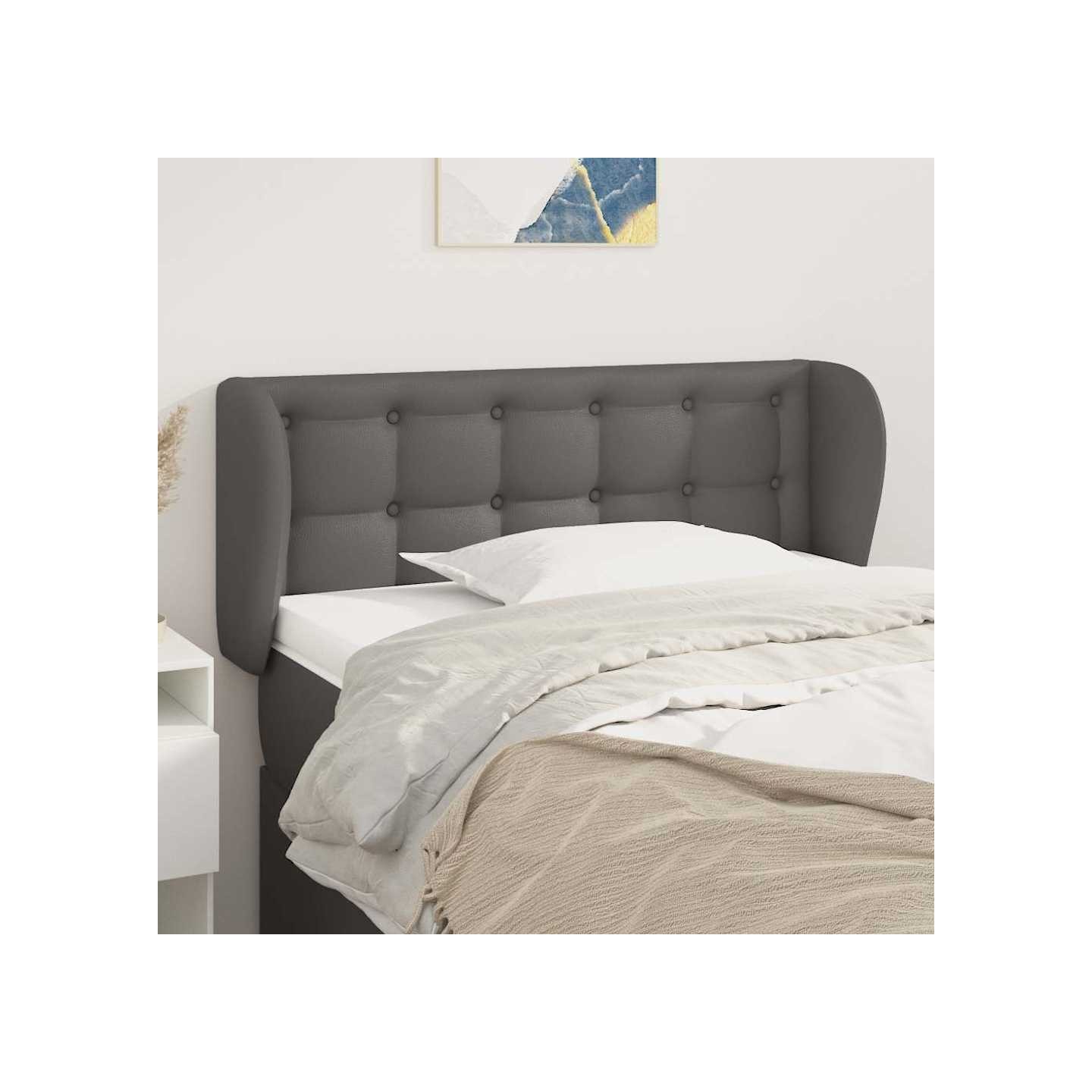 Tête de lit avec oreilles Gris 93x23x78/88 cm Similicuir