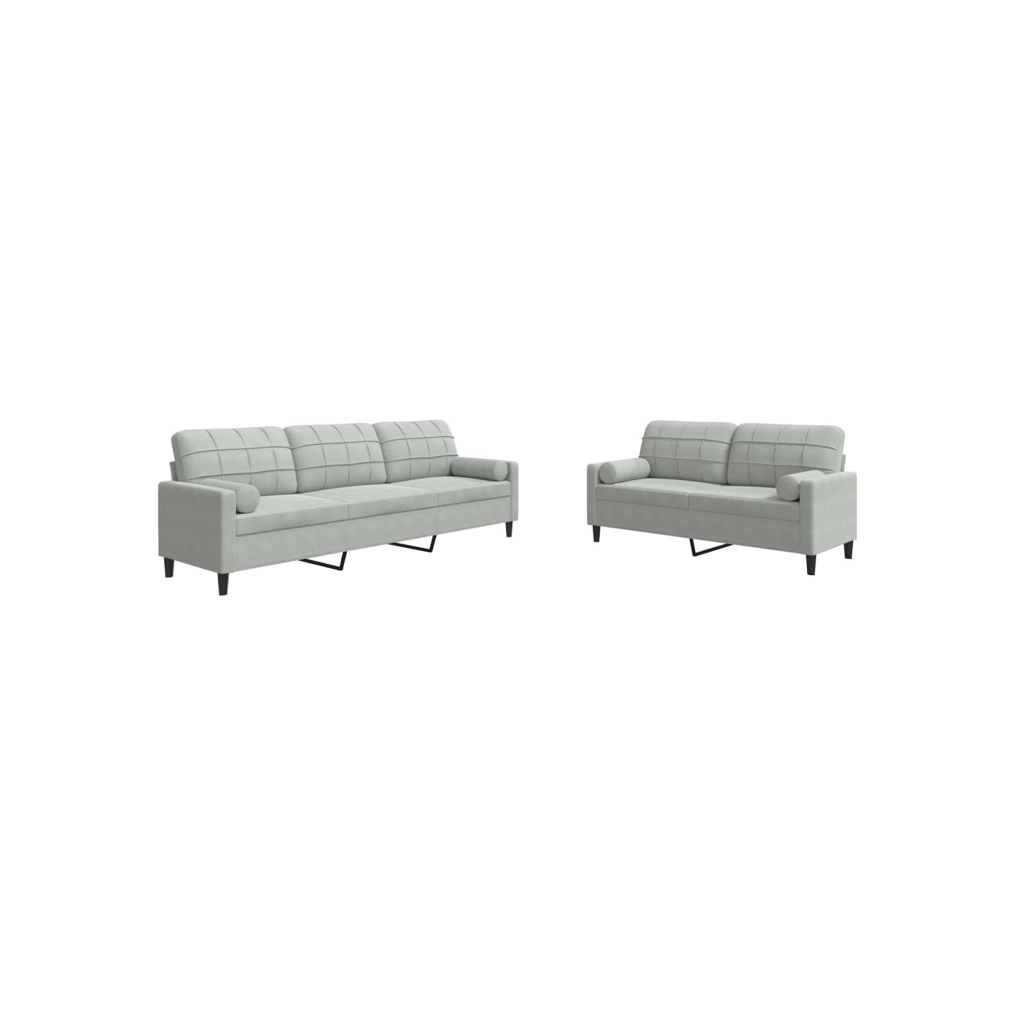 Ensemble de canapés 2 pcs et coussins et traversins velours