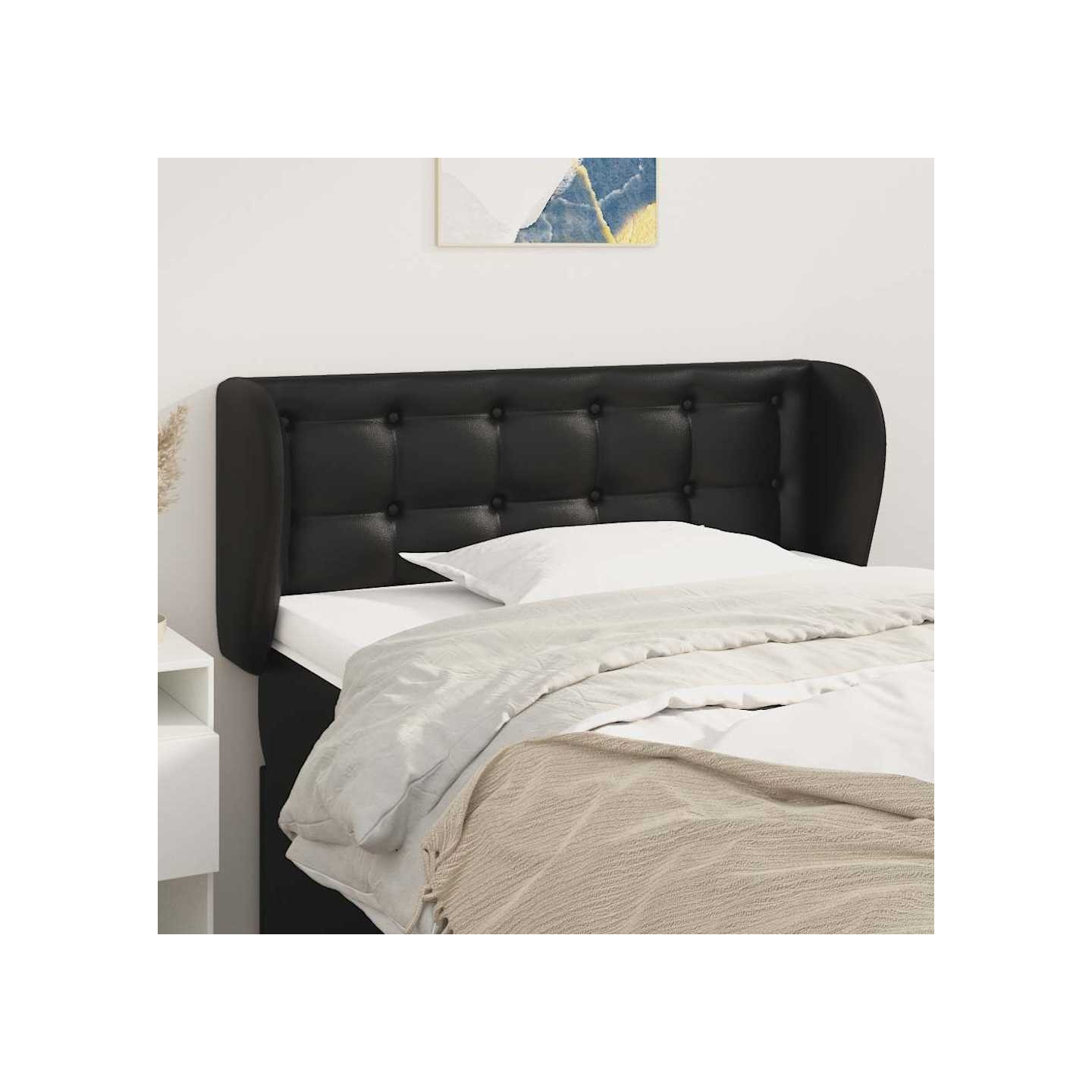 Tête de lit avec oreilles Noir 103x23x78/88 cm Similicuir