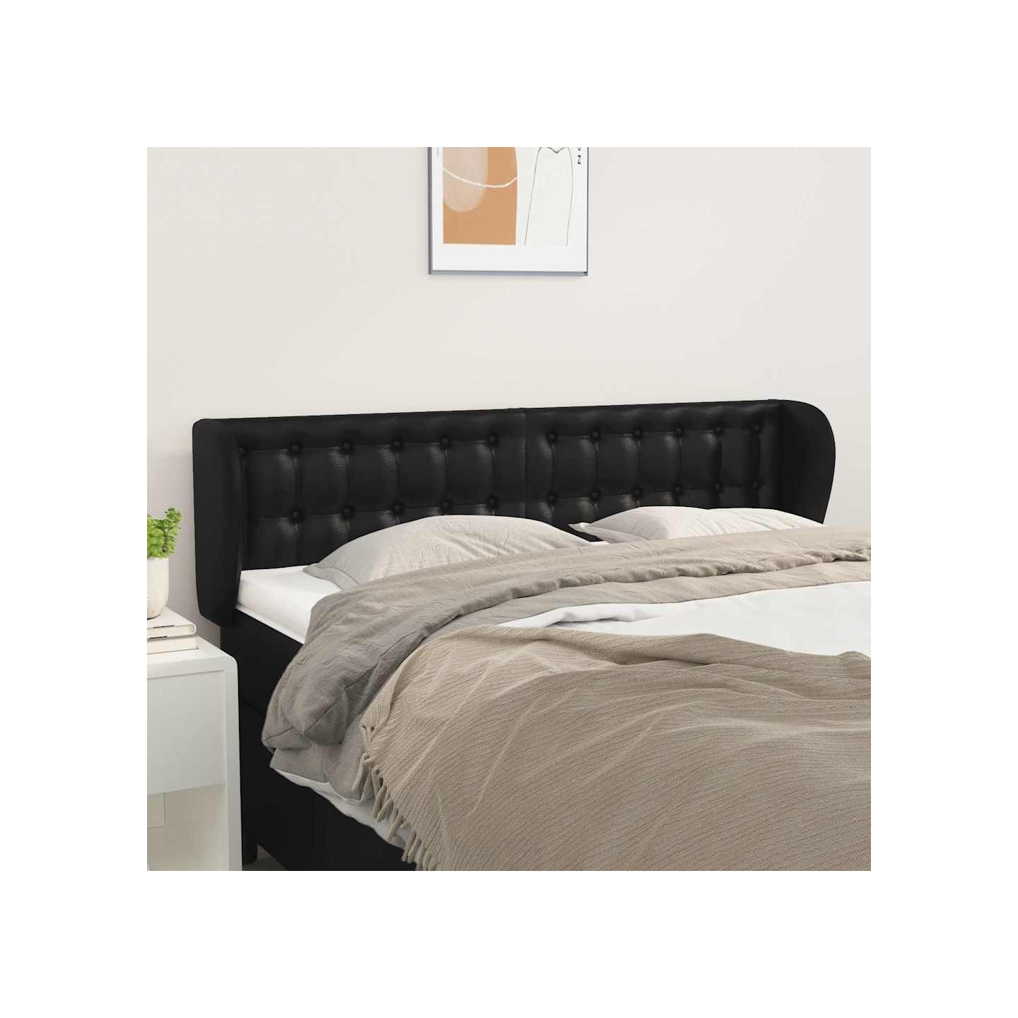 Tête de lit avec oreilles Noir 147x23x78/88 cm Similicuir