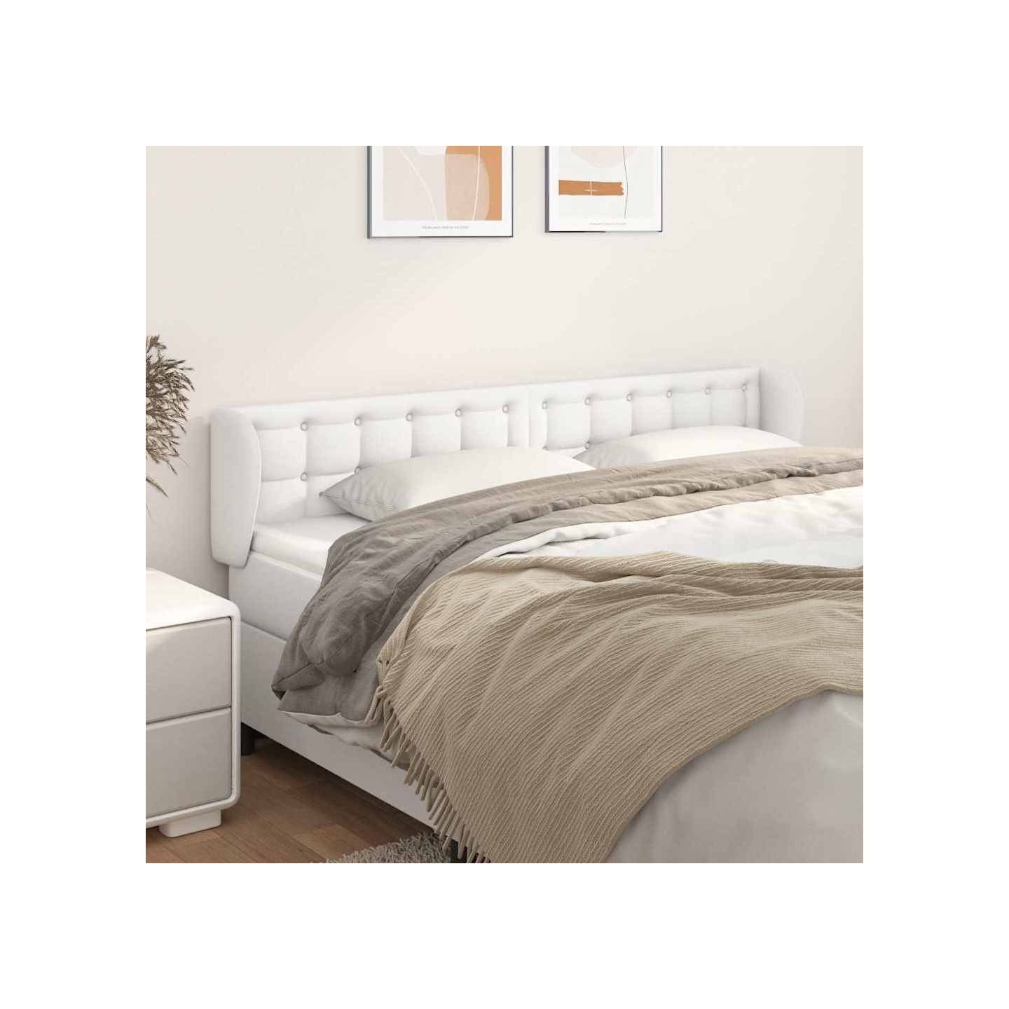 Tête de lit avec oreilles Blanc 163x23x78/88 cm Similicuir
