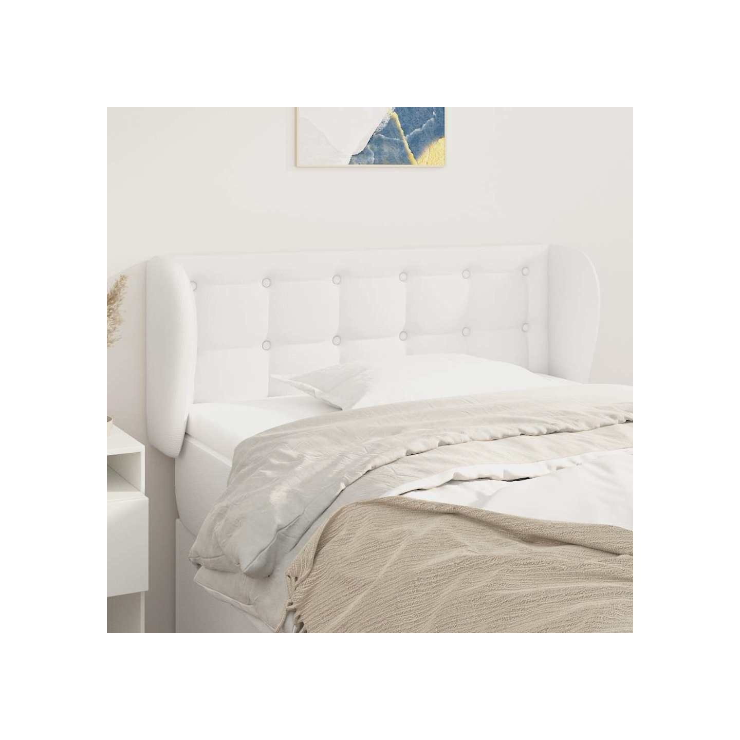 Tête de lit avec oreilles Blanc 103x23x78/88 cm Similicuir