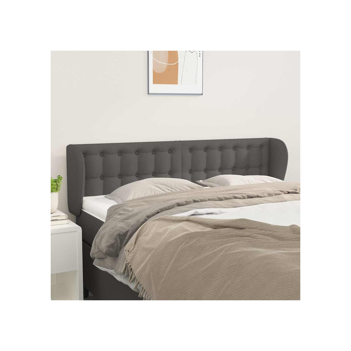 Tête de lit avec oreilles Gris 147x23x78/88 cm Similicuir