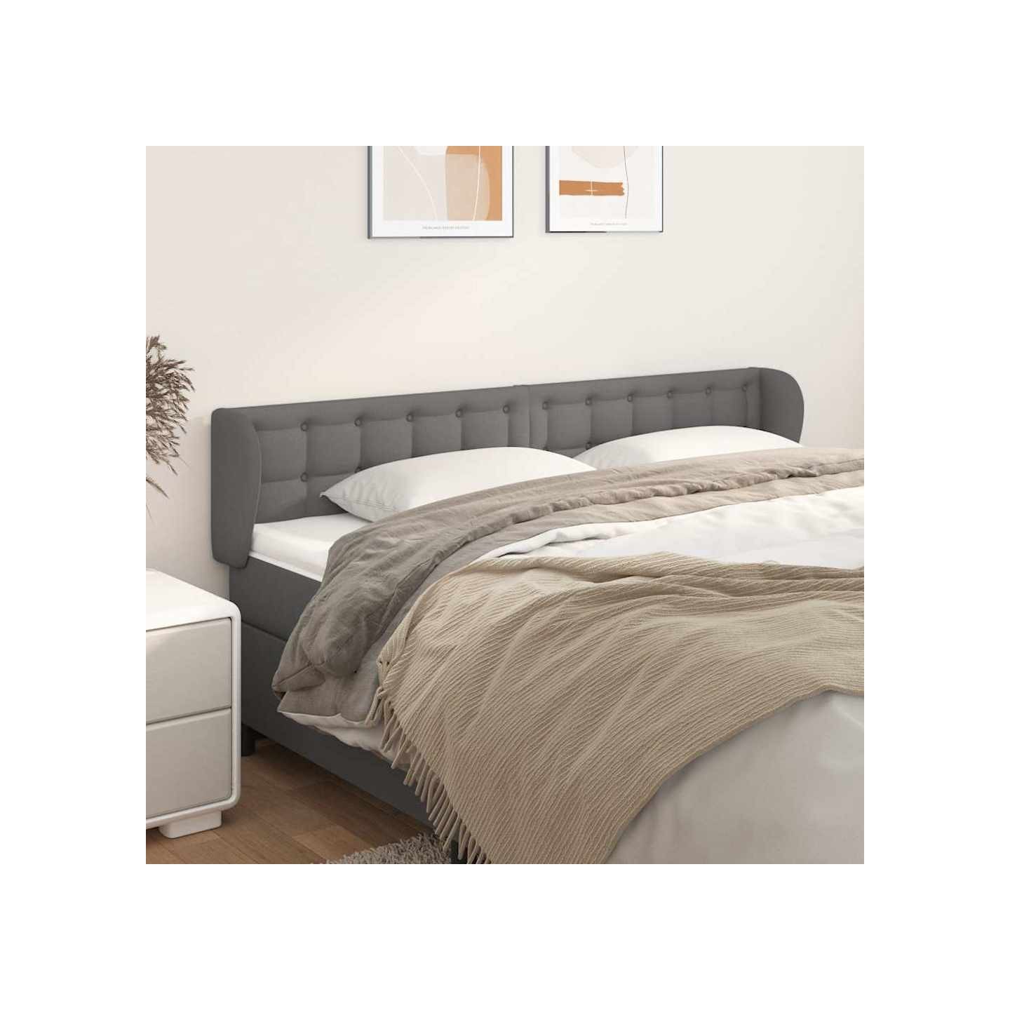 Tête de lit avec oreilles Gris 203x23x78/88 cm Similicuir