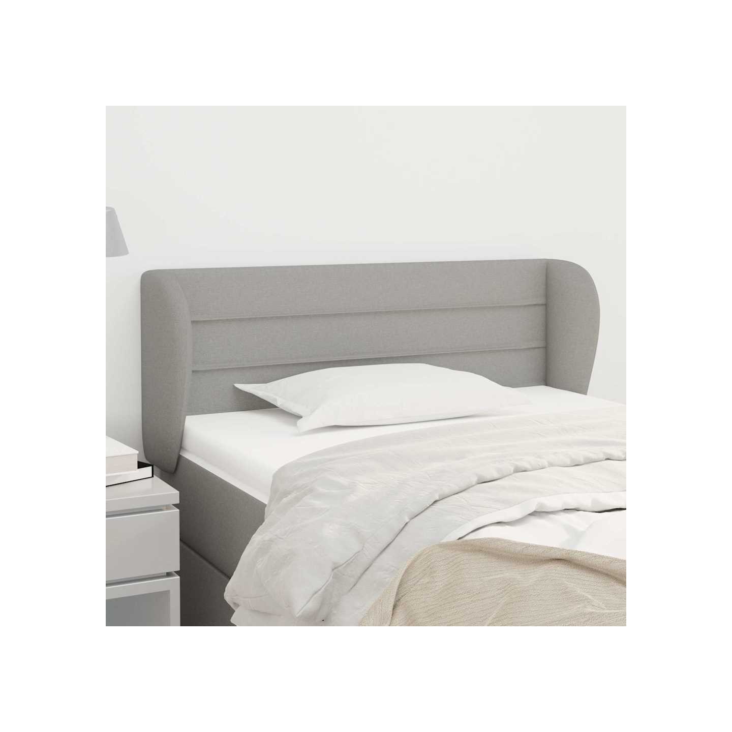 Tête de lit avec oreilles Gris clair 103x23x78/88 cm Tissu