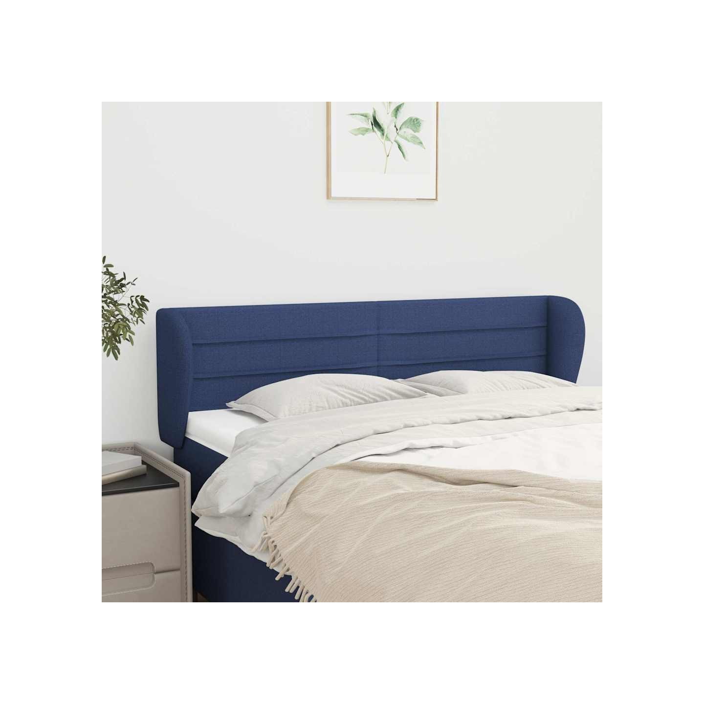 Tête de lit avec oreilles Bleu 147x23x78/88 cm Tissu