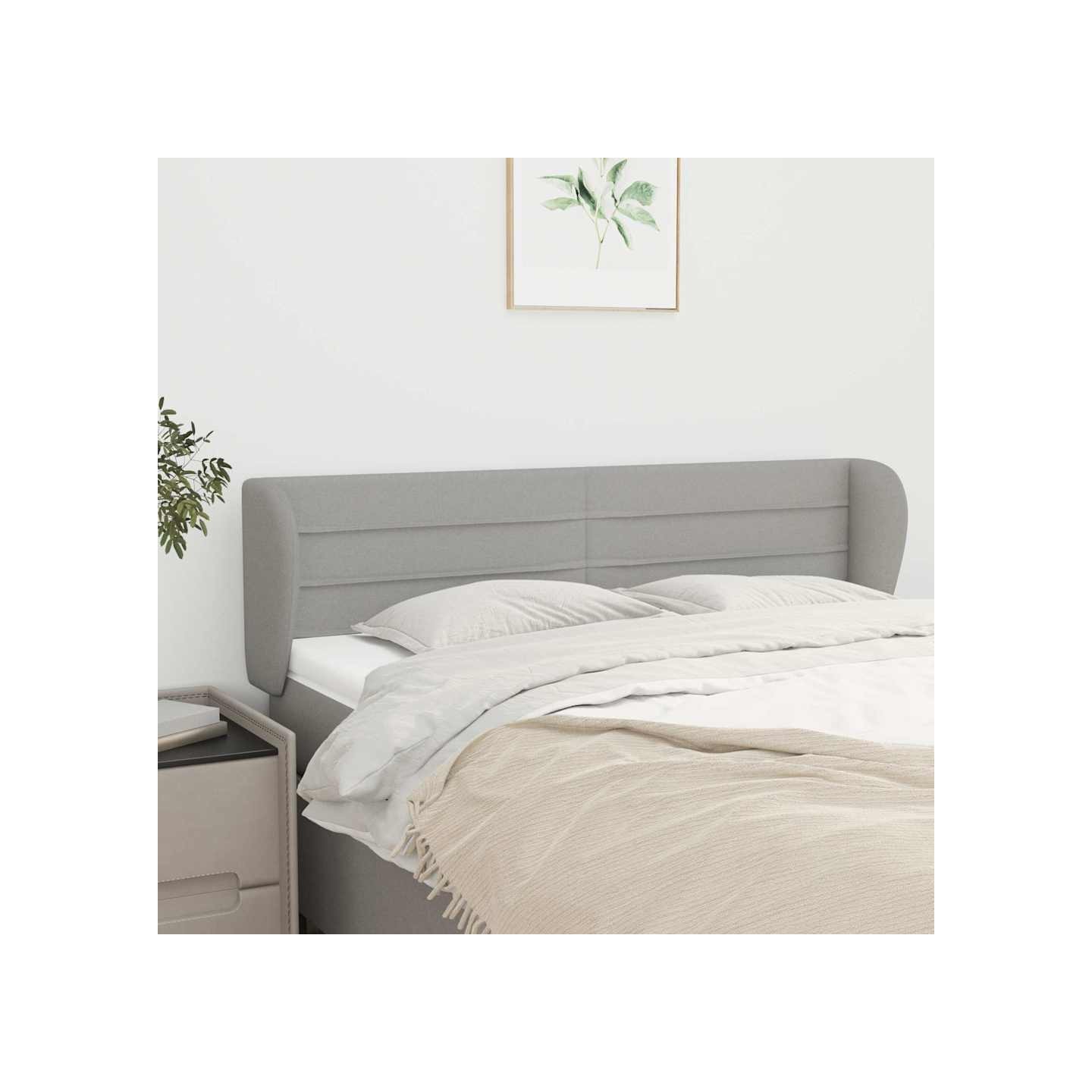 Tête de lit avec oreilles Gris clair 147x23x78/88 cm Tissu