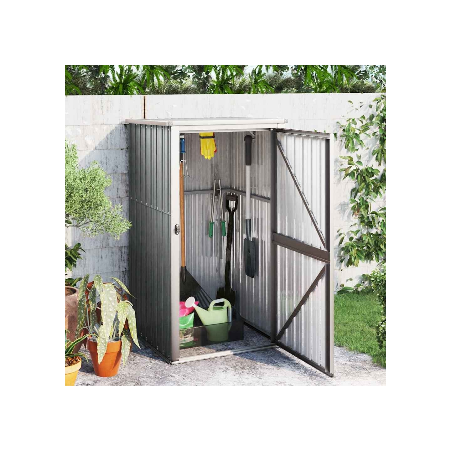 Abri à outils de jardin gris 88x89x161 cm acier galvanisé