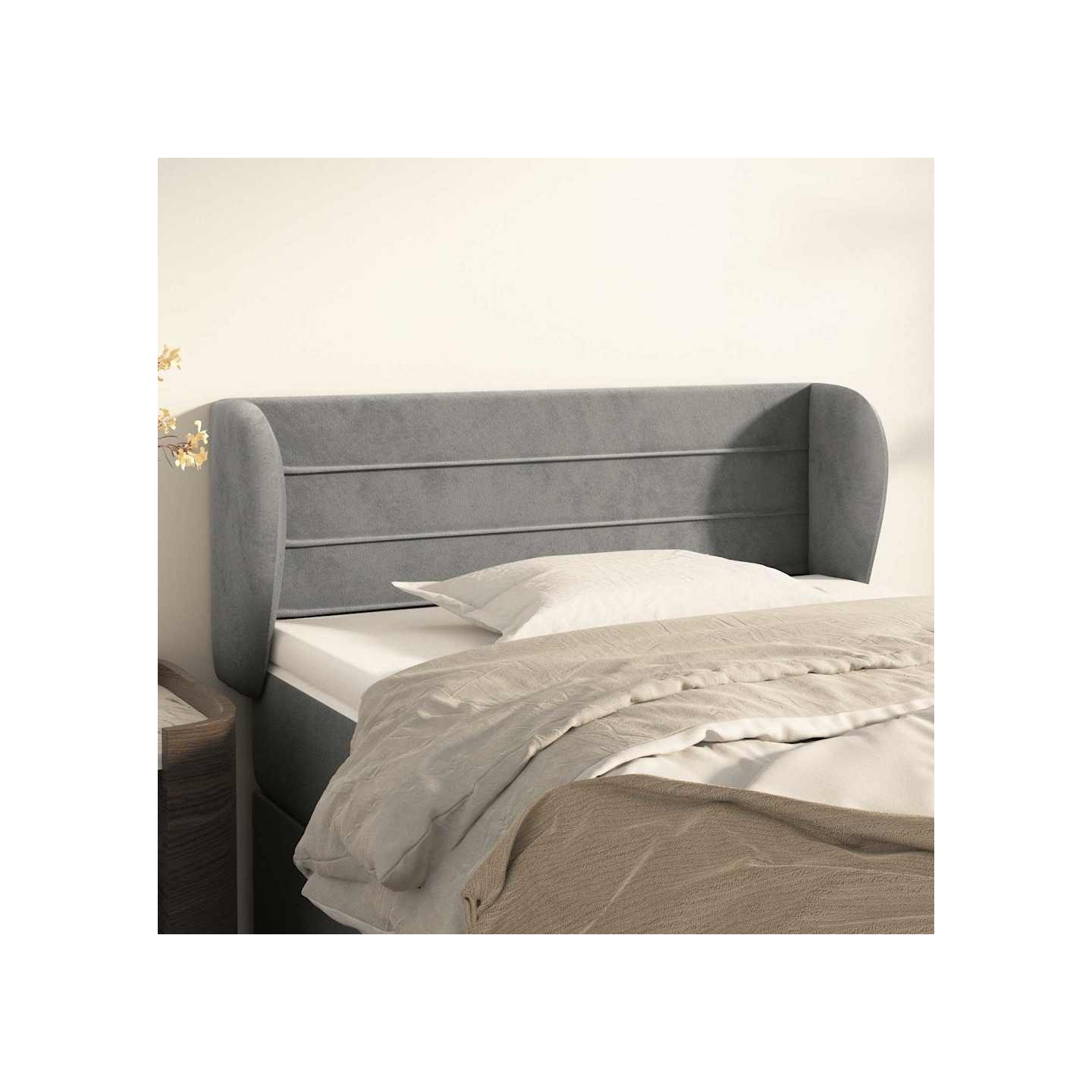 Tête de lit avec oreilles Gris clair 103x23x78/88 cm Velours