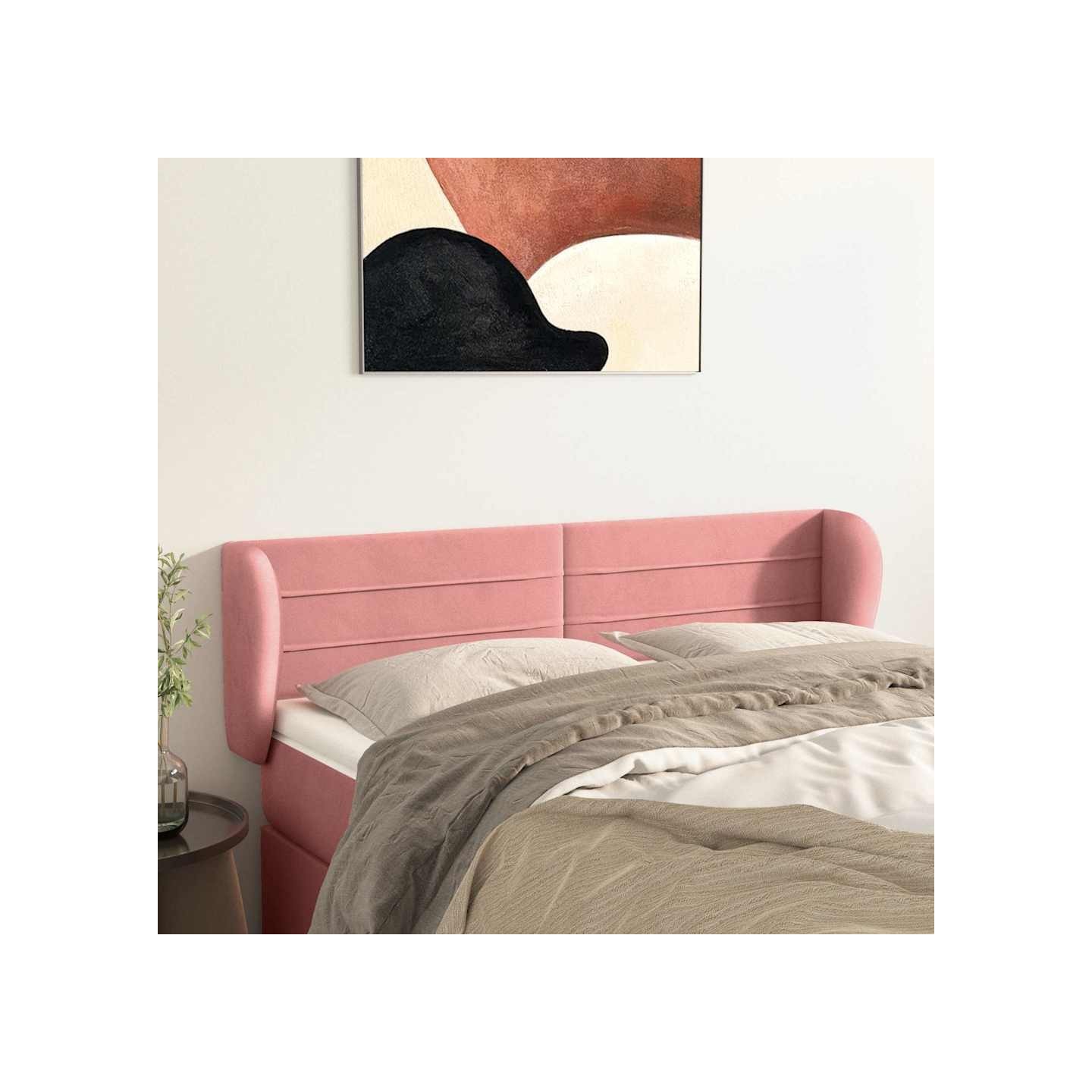 Tête de lit avec oreilles Rose 147x23x78/88 cm Velours