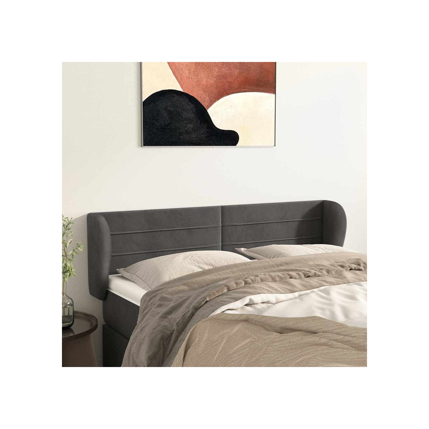 Tête de lit avec oreilles Gris foncé 147x23x78/88 cm Velours