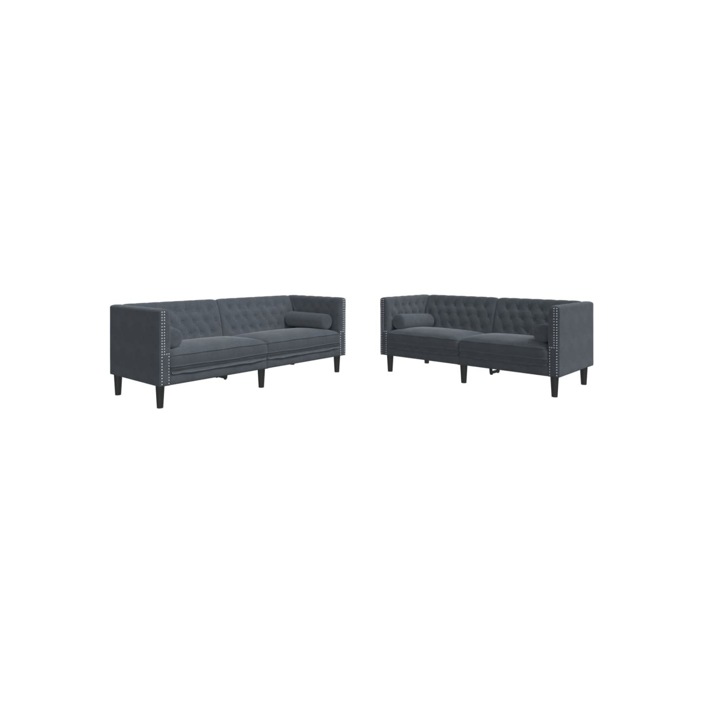 Ensemble de canapé Chesterfield et traversins 2 pcs gris foncé