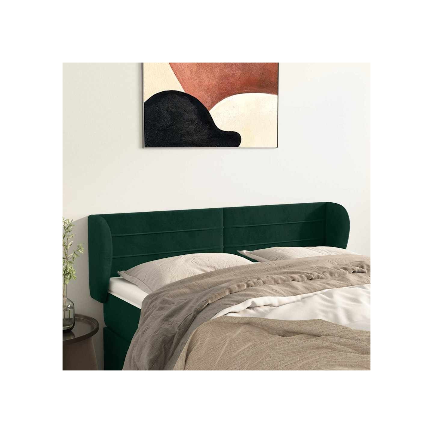 Tête de lit avec oreilles Vert foncé 147x23x78/88 cm Velours