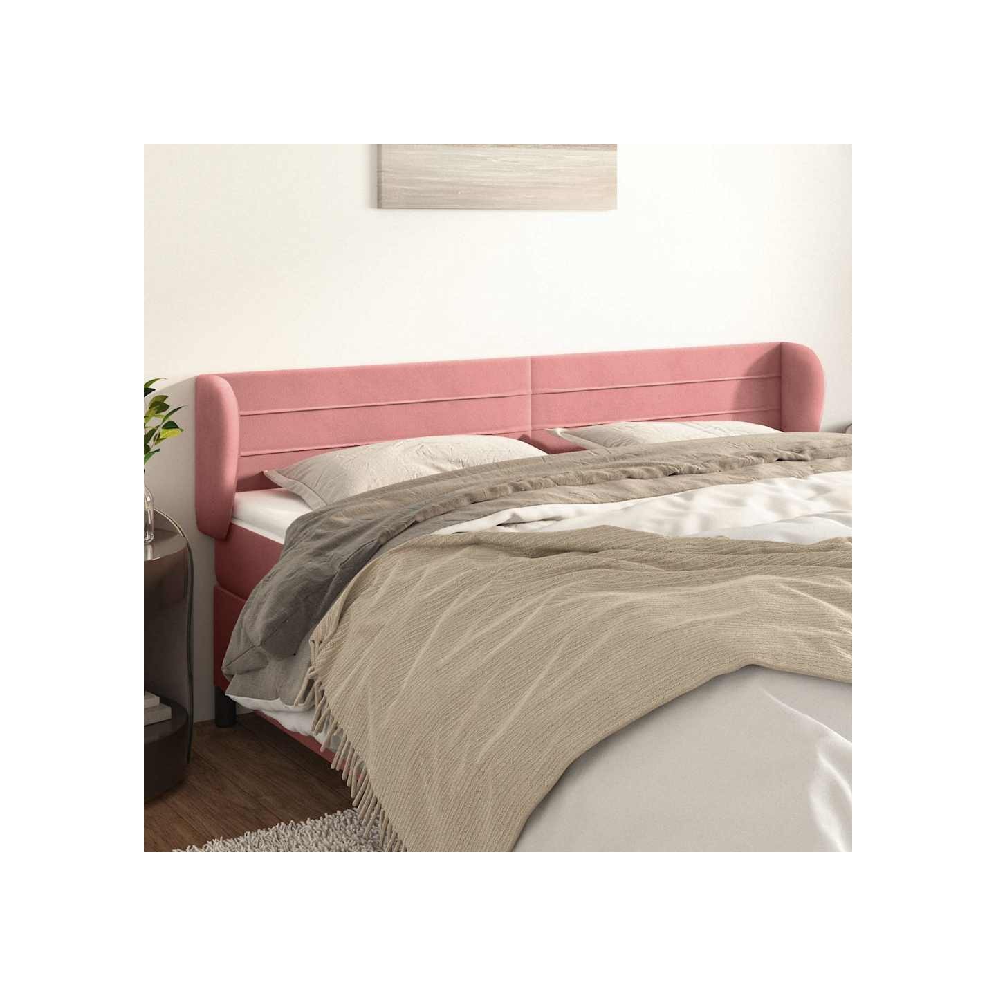 Tête de lit avec oreilles Rose 203x23x78/88 cm Velours