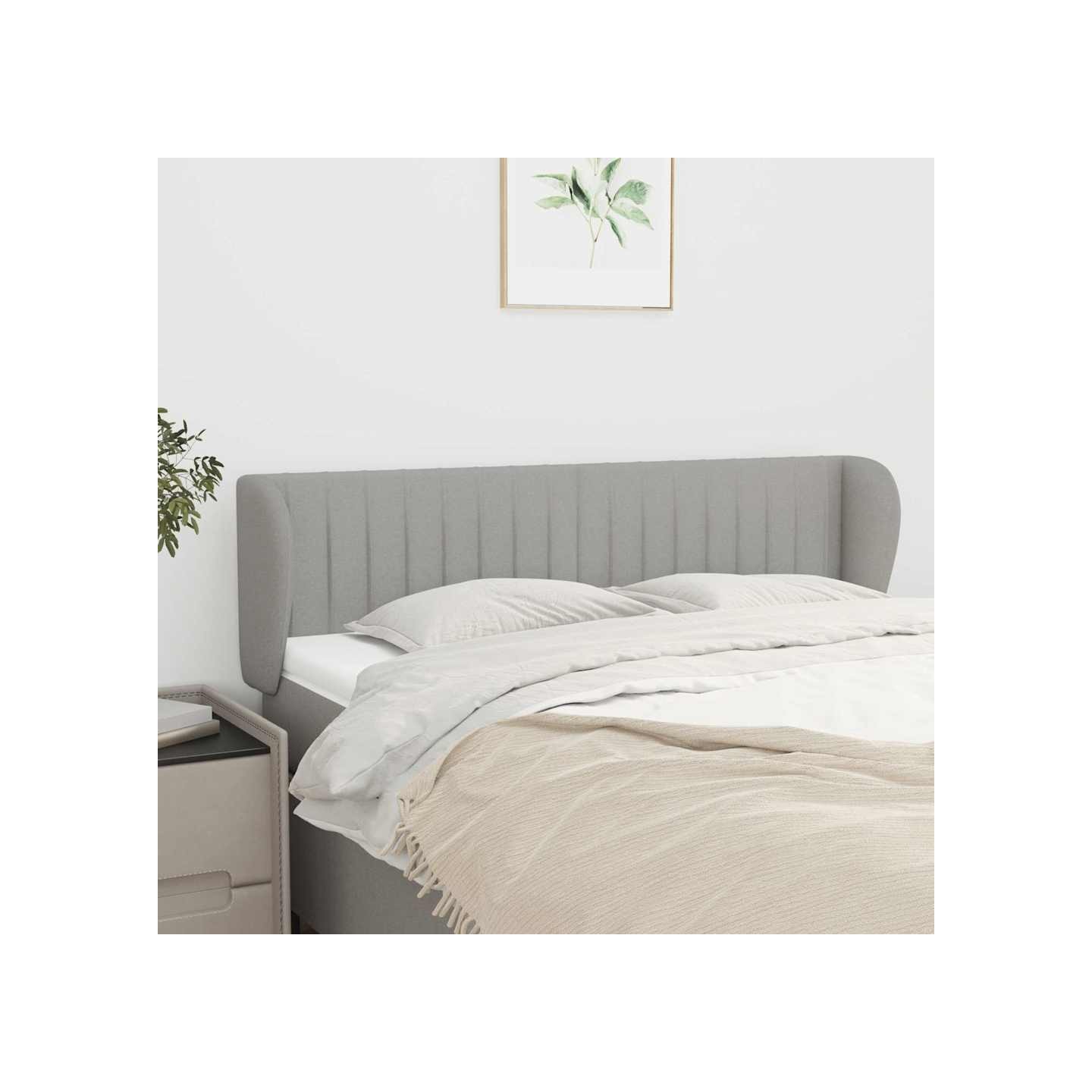Tête de lit avec oreilles Gris clair 147x23x78/88 cm Tissu