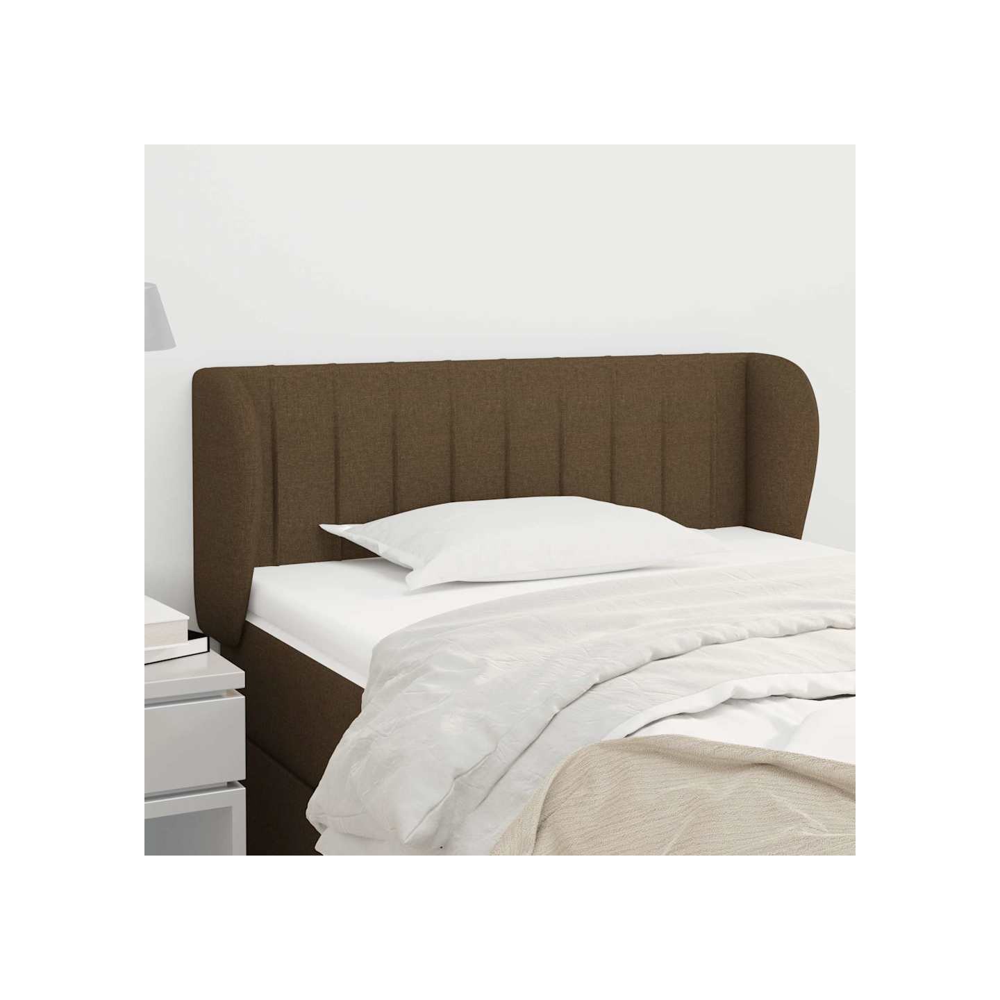 Tête de lit avec oreilles Marron foncé 93x23x78/88 cm Tissu