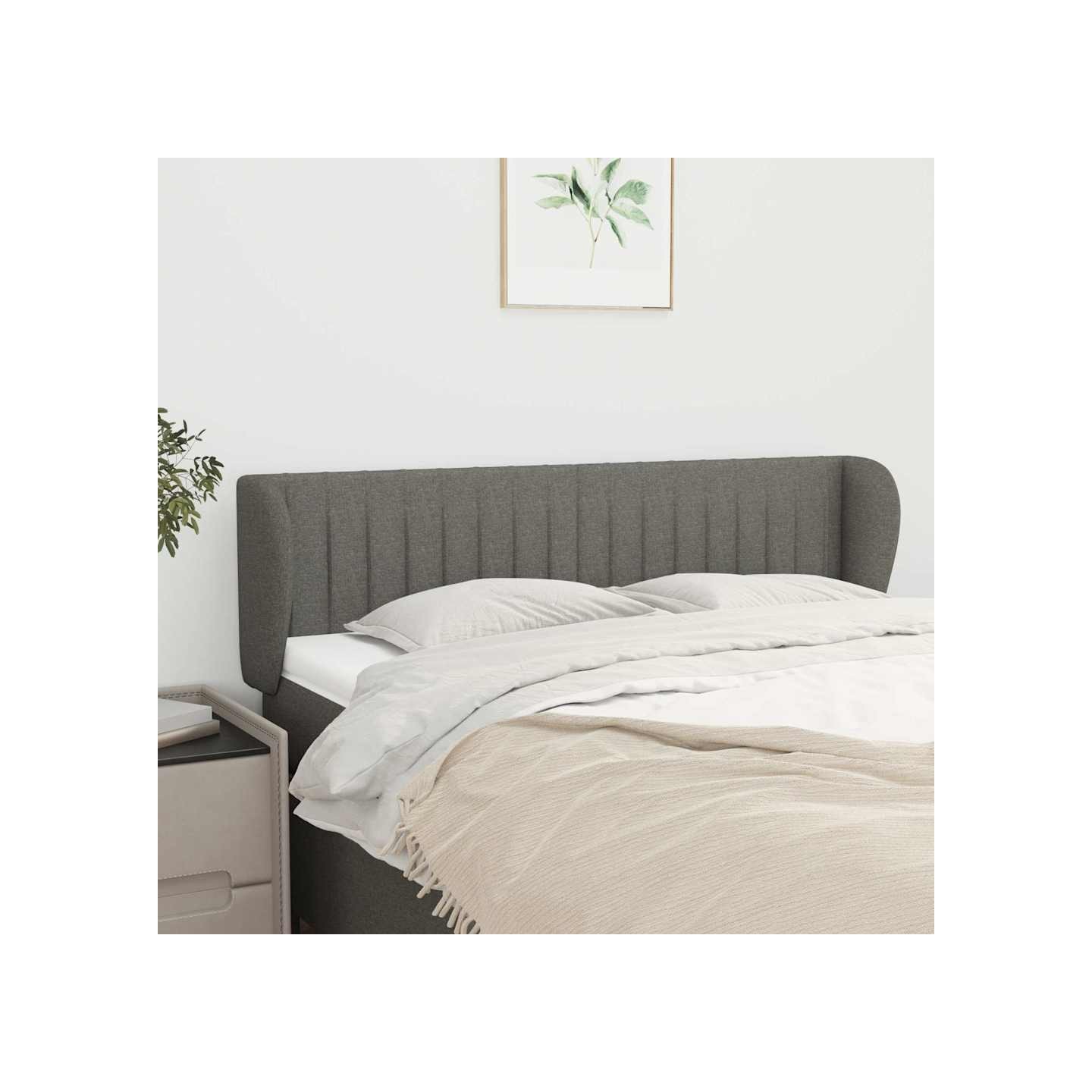 Tête de lit avec oreilles Gris foncé 147x23x78/88 cm Tissu