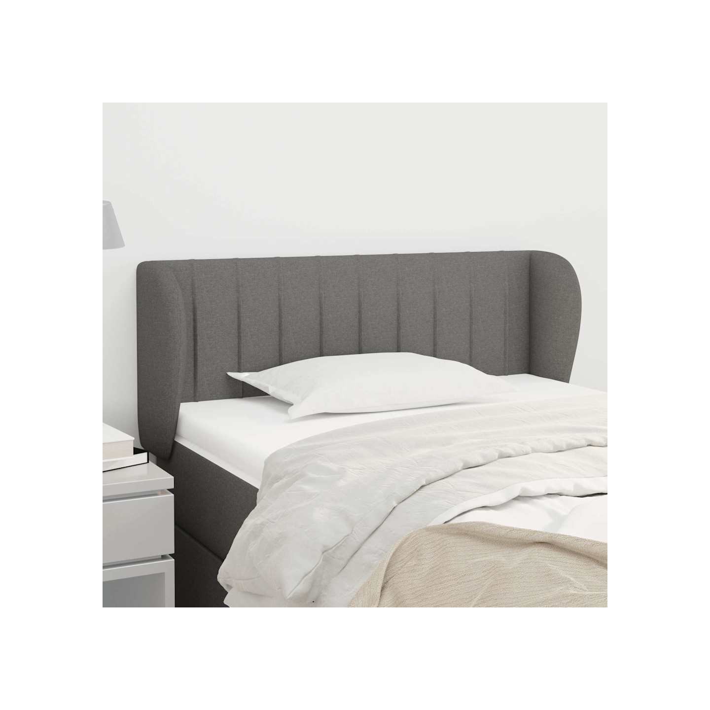 Tête de lit avec oreilles Gris foncé 103x23x78/88 cm Tissu