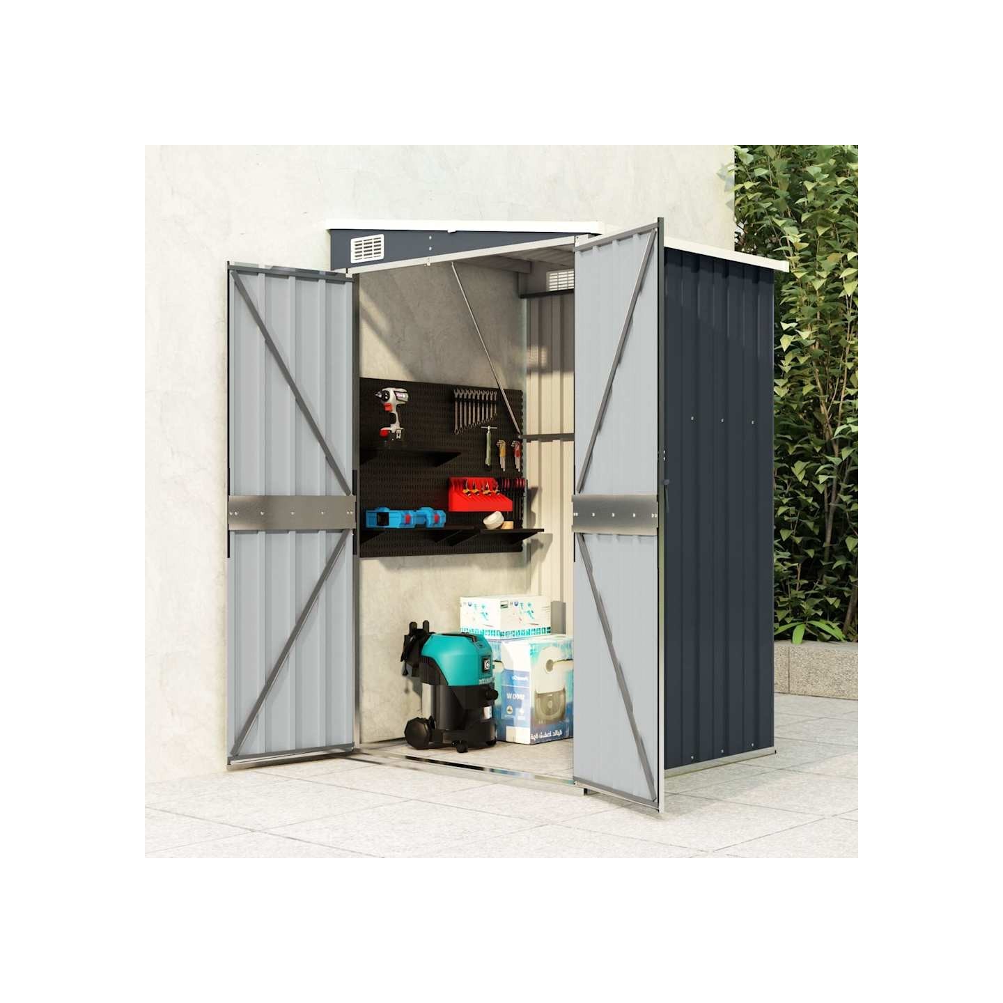 Remise de jardin murale Anthracite 118x100x178 cm Acier