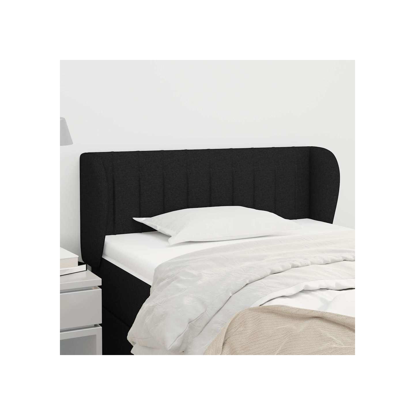 Tête de lit avec oreilles Noir 103x23x78/88 cm Tissu