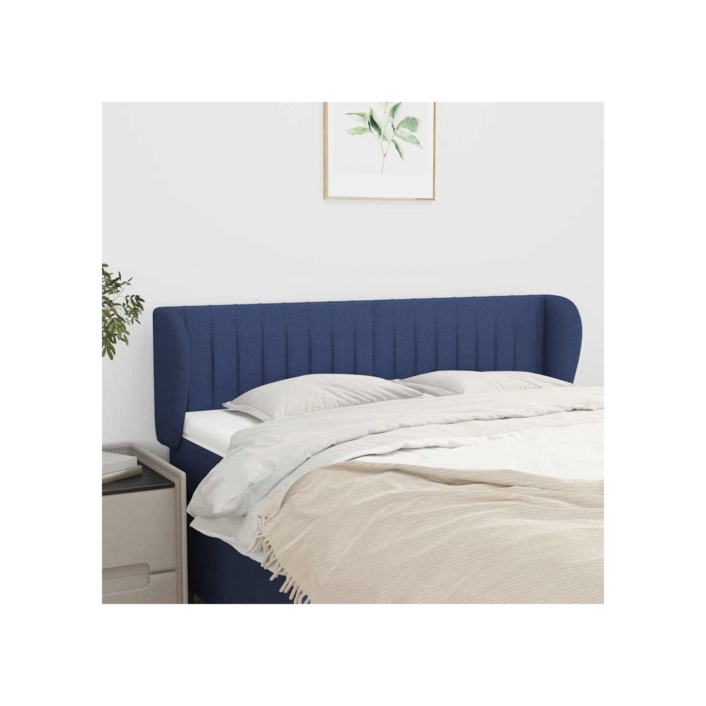 Tête de lit avec oreilles Bleu 147x23x78/88 cm Tissu