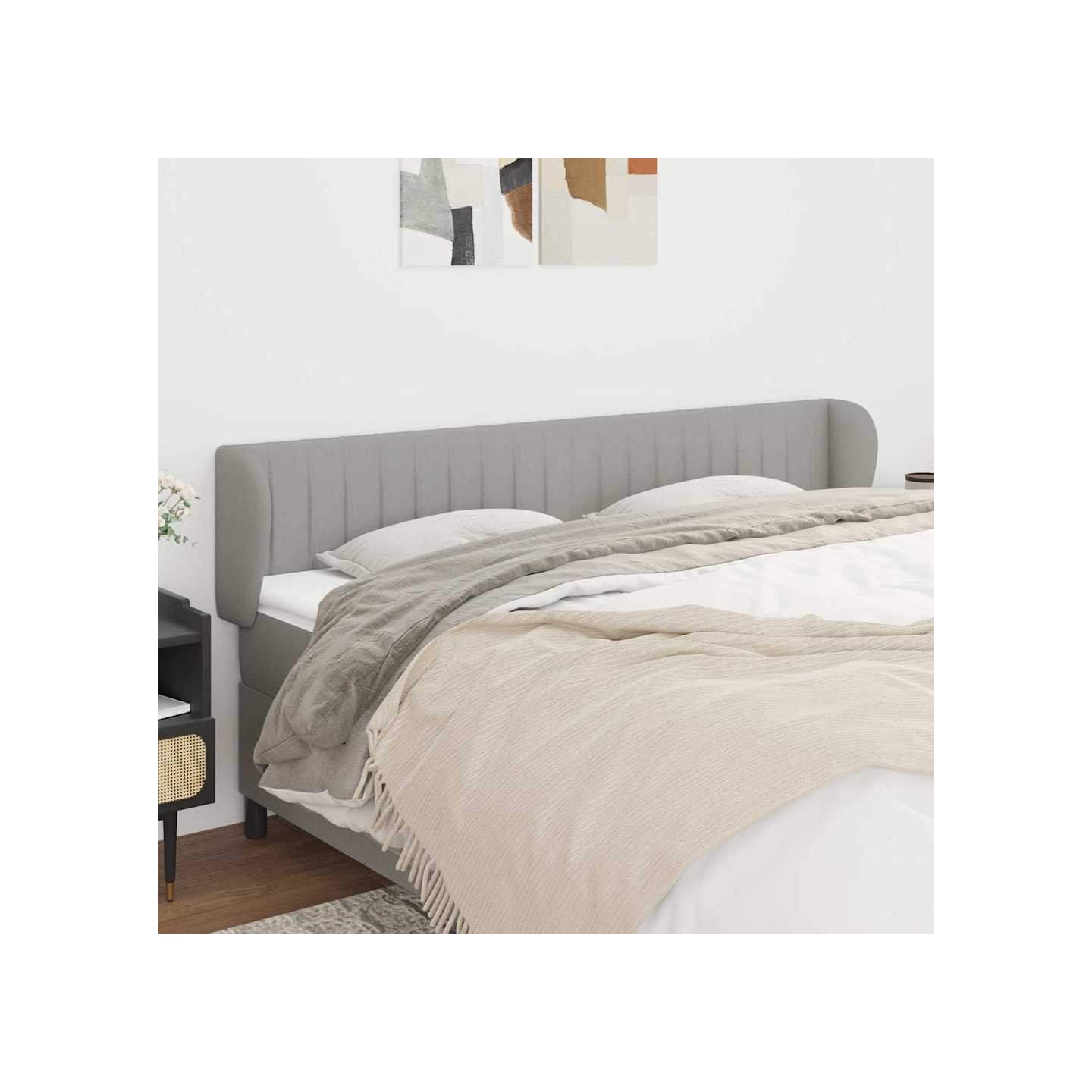 Tête de lit avec oreilles Gris clair 163x23x78/88 cm Tissu