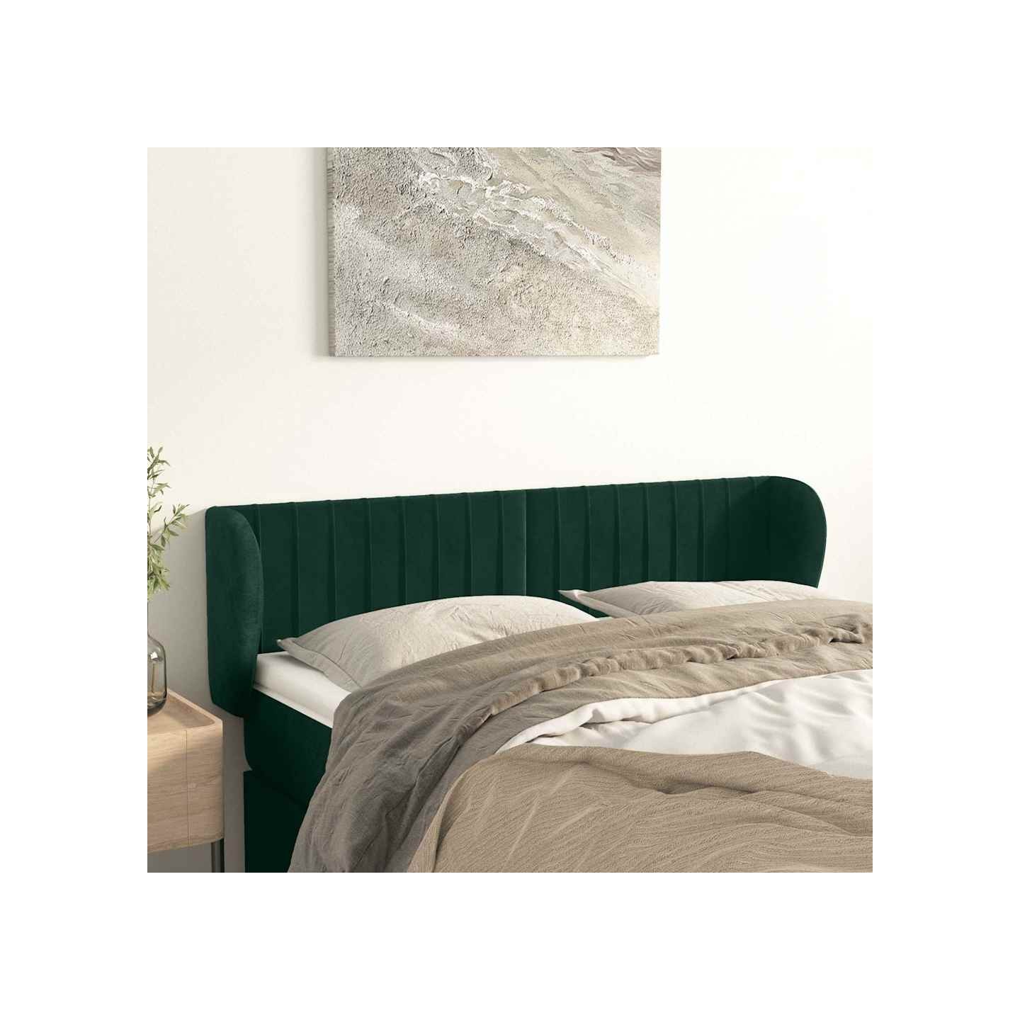 Tête de lit avec oreilles Vert foncé 147x23x78/88 cm Velours