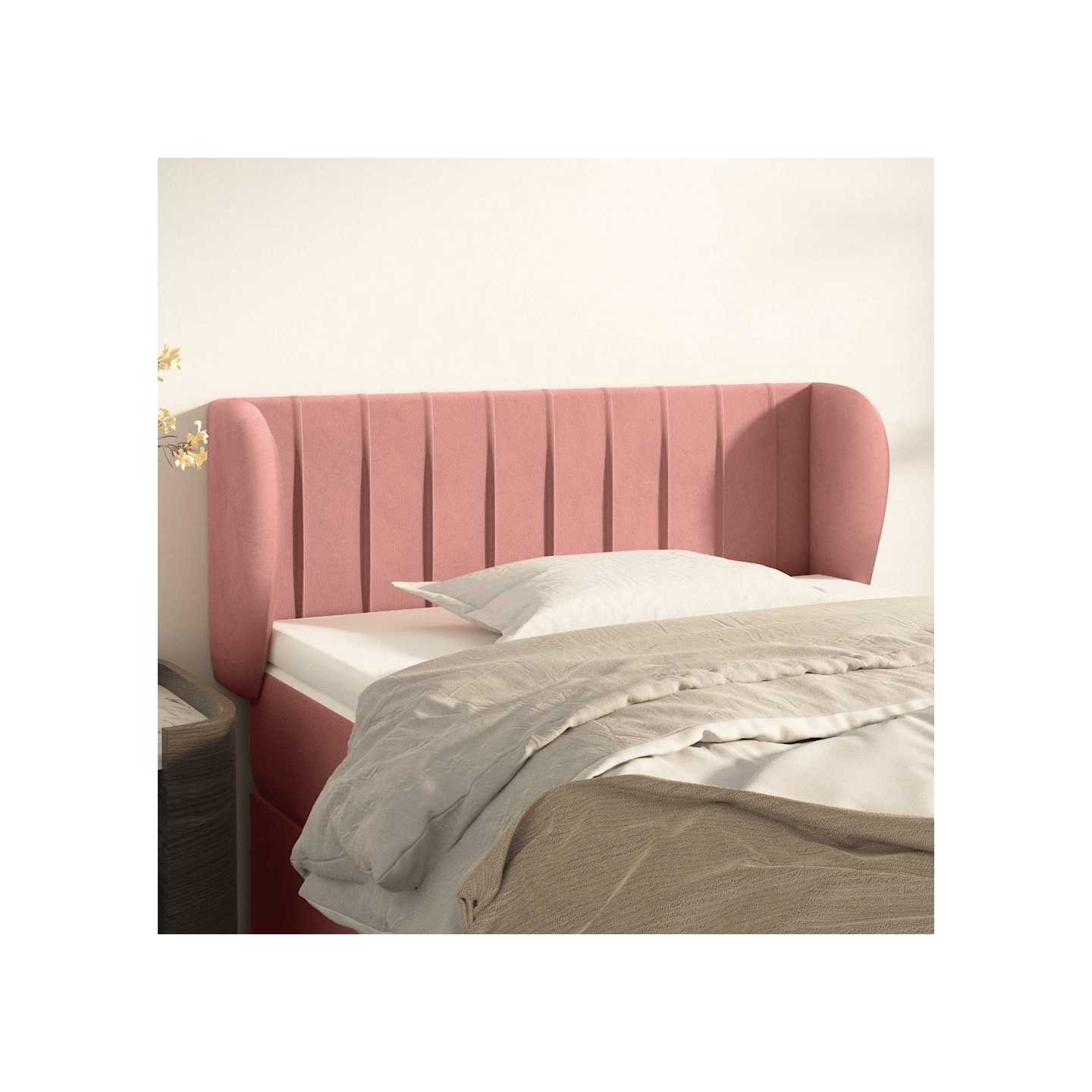 Tête de lit avec oreilles Rose 103x23x78/88 cm Velours