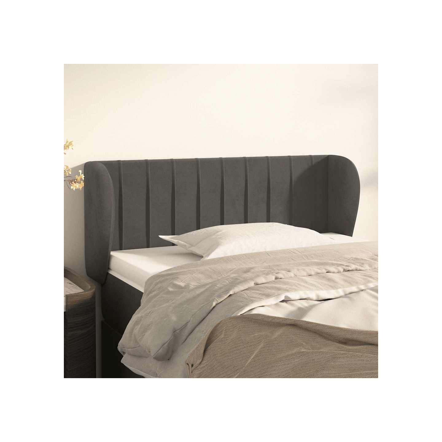 Tête de lit avec oreilles Gris foncé 103x23x78/88 cm Velours