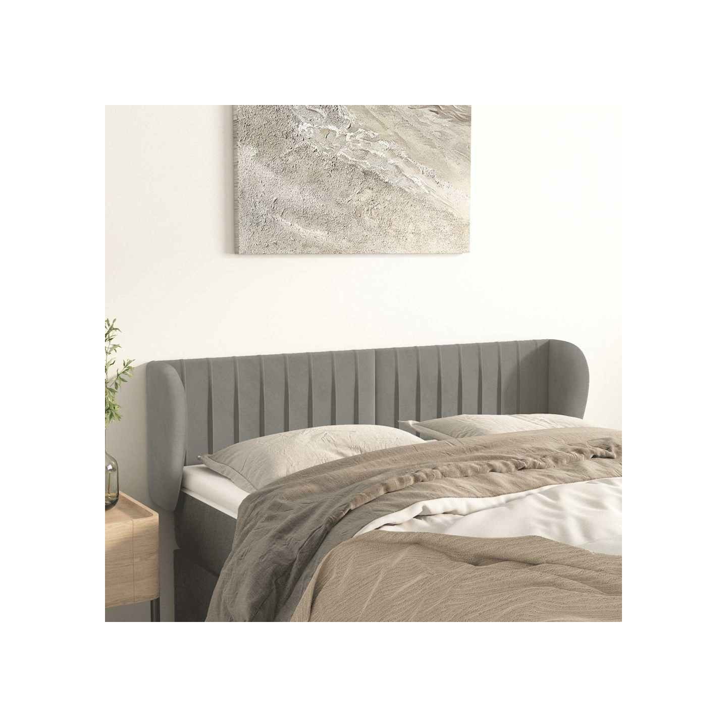 Tête de lit avec oreilles Gris clair 147x23x78/88 cm Velours
