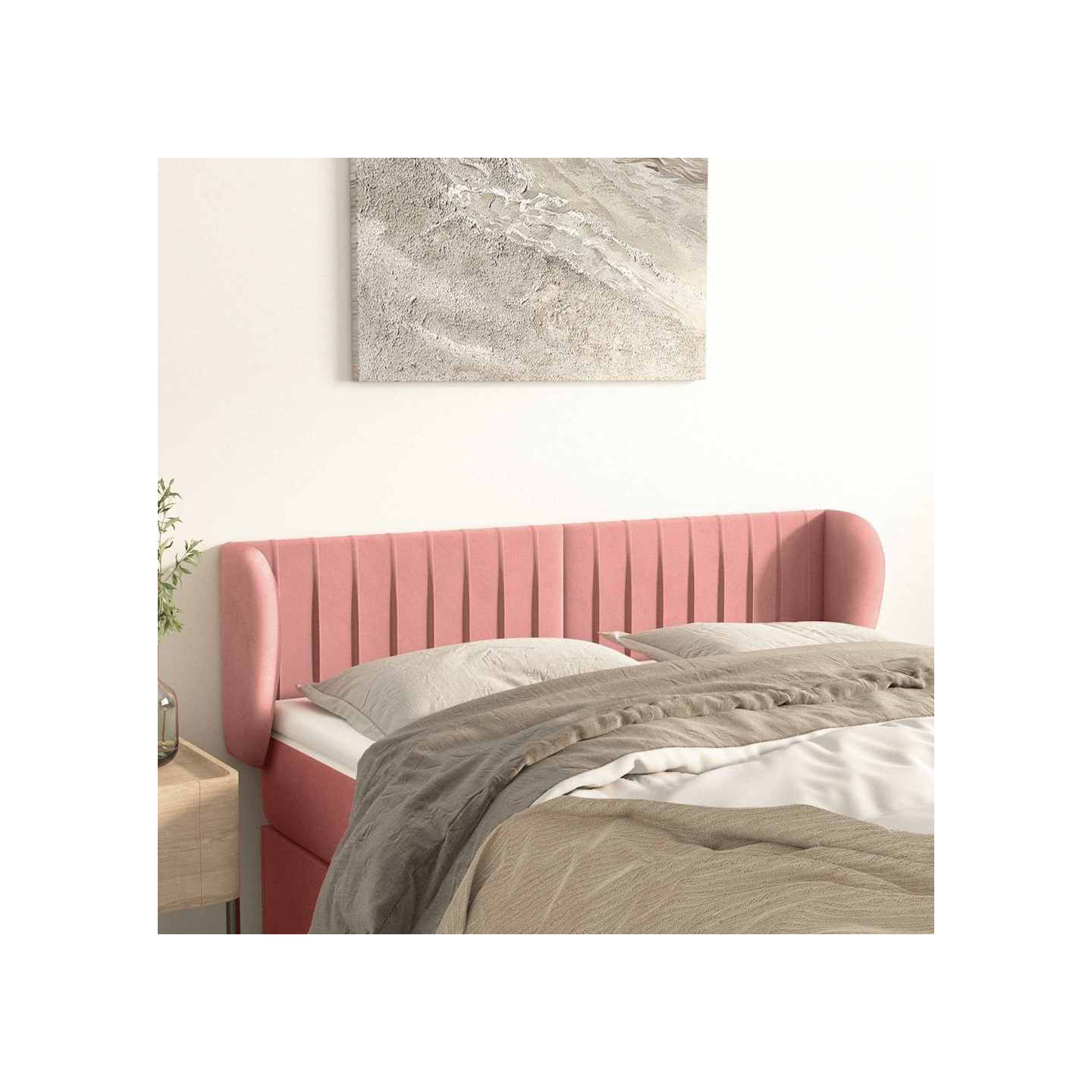 Tête de lit avec oreilles Rose 147x23x78/88 cm Velours