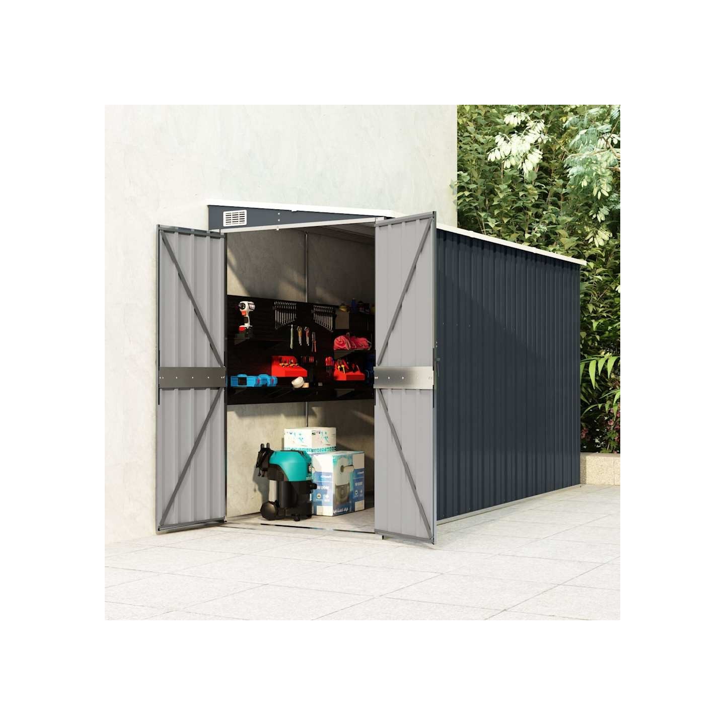 Abri de jardin mural Anthracite 118x288x178 cm Acier