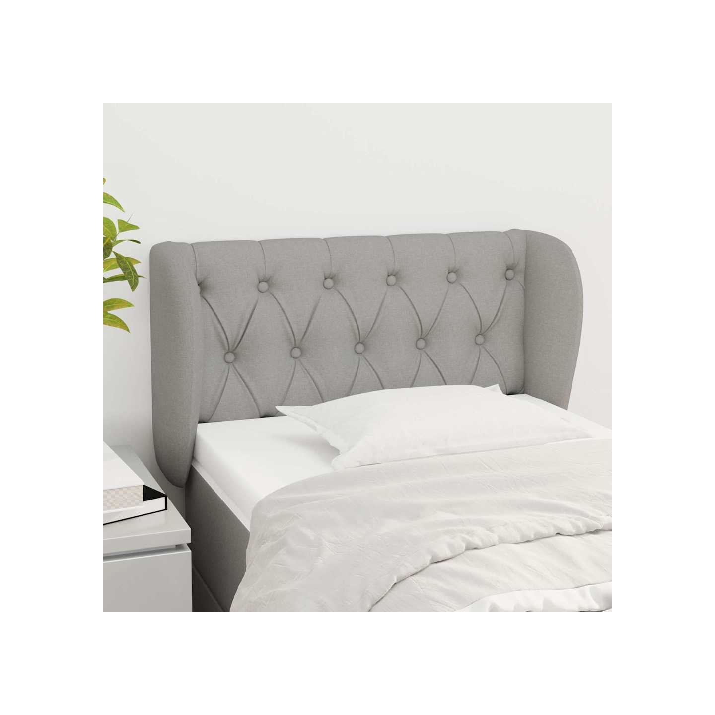 Tête de lit avec oreilles Gris clair 83x23x78/88 cm Tissu