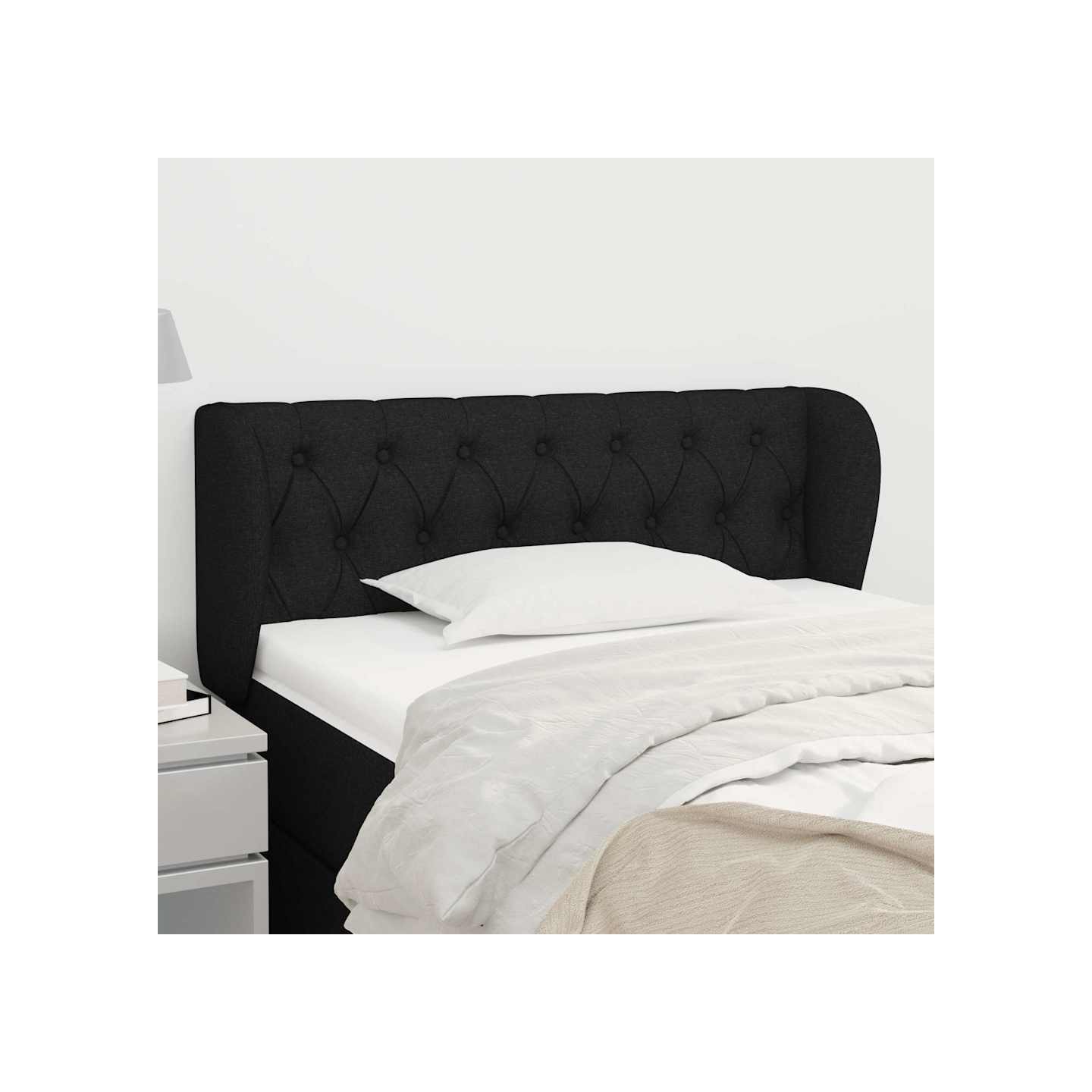 Tête de lit avec oreilles Noir 93x23x78/88 cm Tissu
