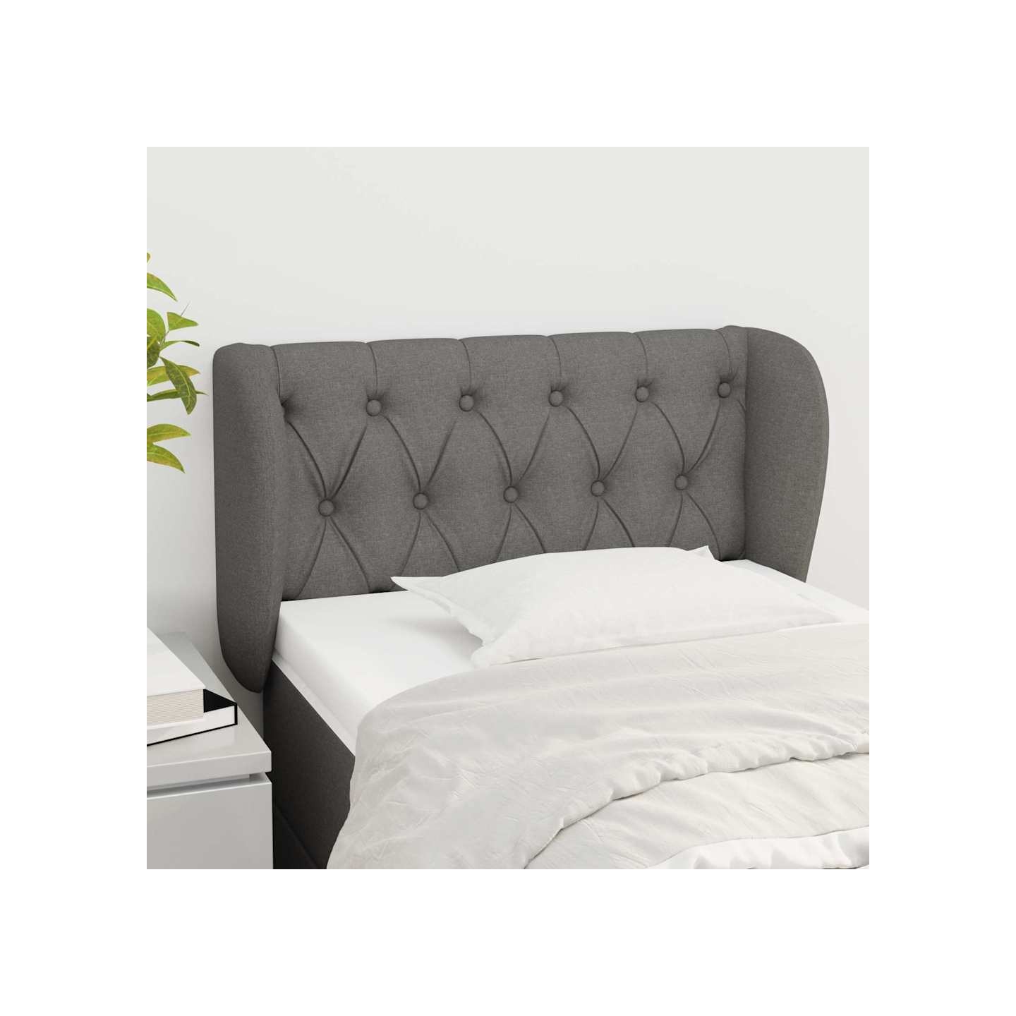 Tête de lit avec oreilles Gris foncé 83x23x78/88 cm Tissu