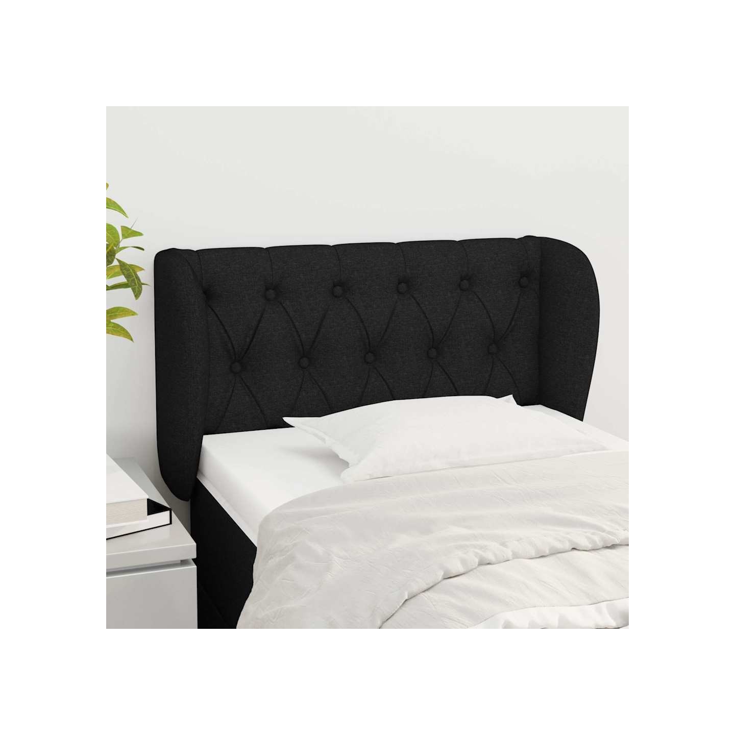 Tête de lit avec oreilles Noir 83x23x78/88 cm Tissu