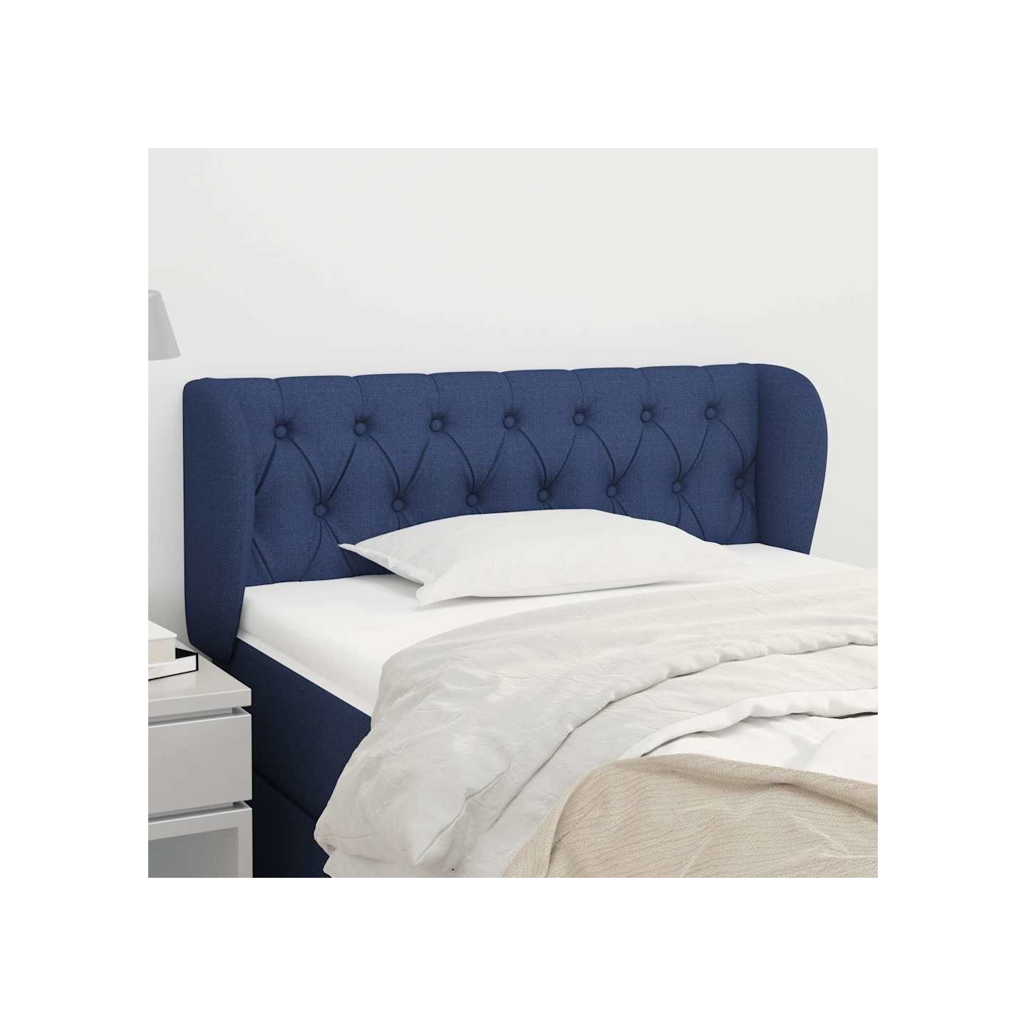 Tête de lit avec oreilles Bleu 103x23x78/88 cm Tissu