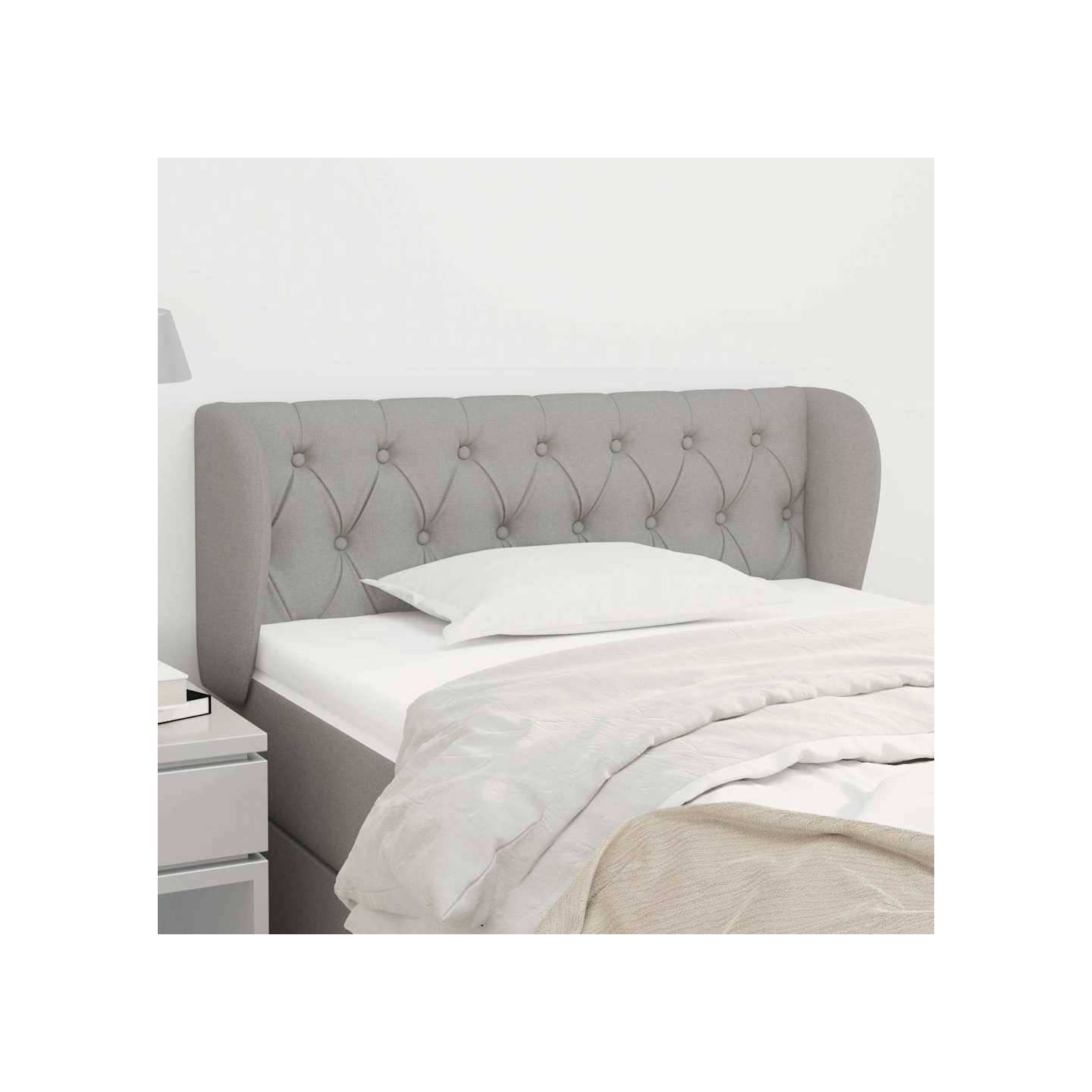 Tête de lit avec oreilles Gris clair 93x23x78/88 cm Tissu