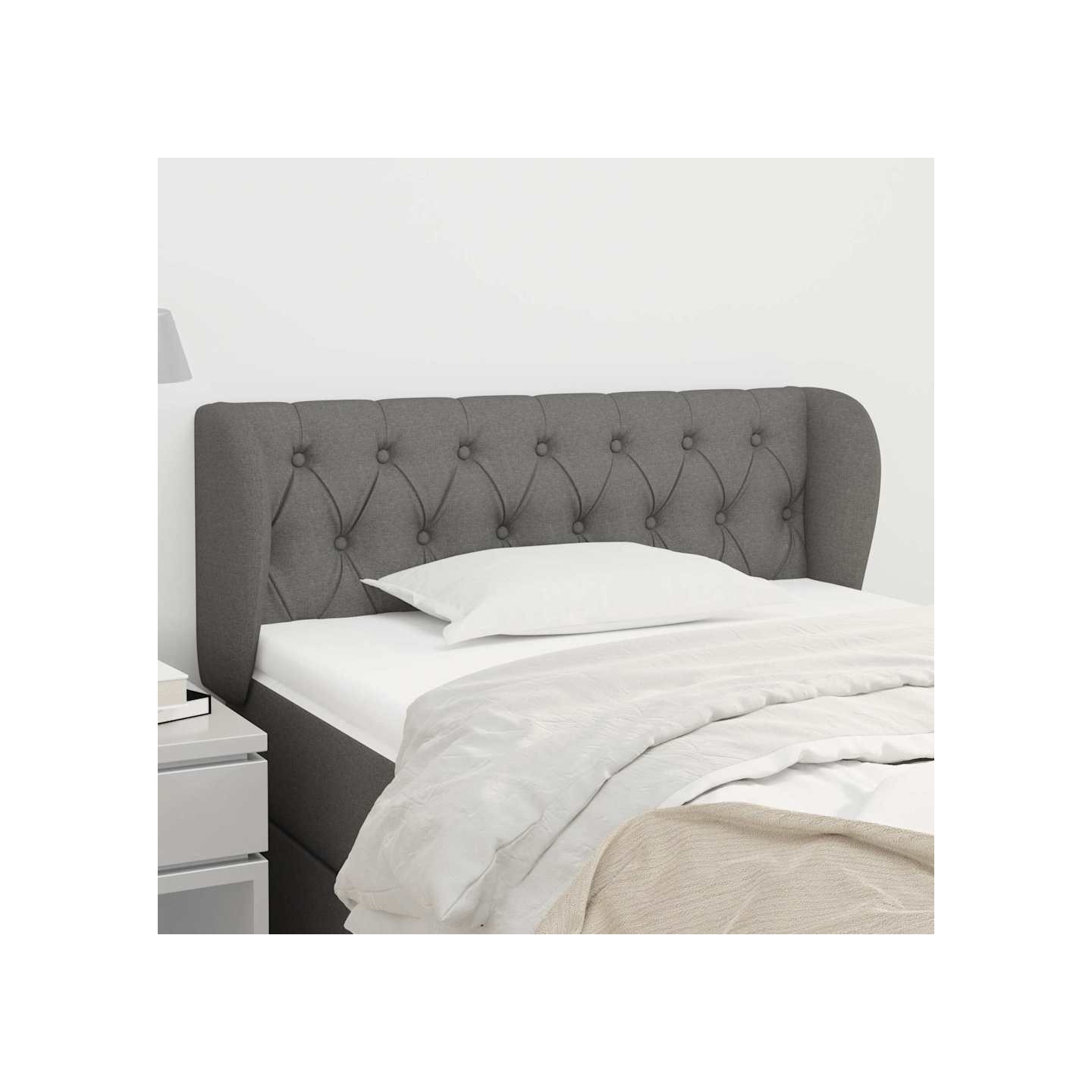 Tête de lit avec oreilles Gris foncé 93x23x78/88 cm Tissu