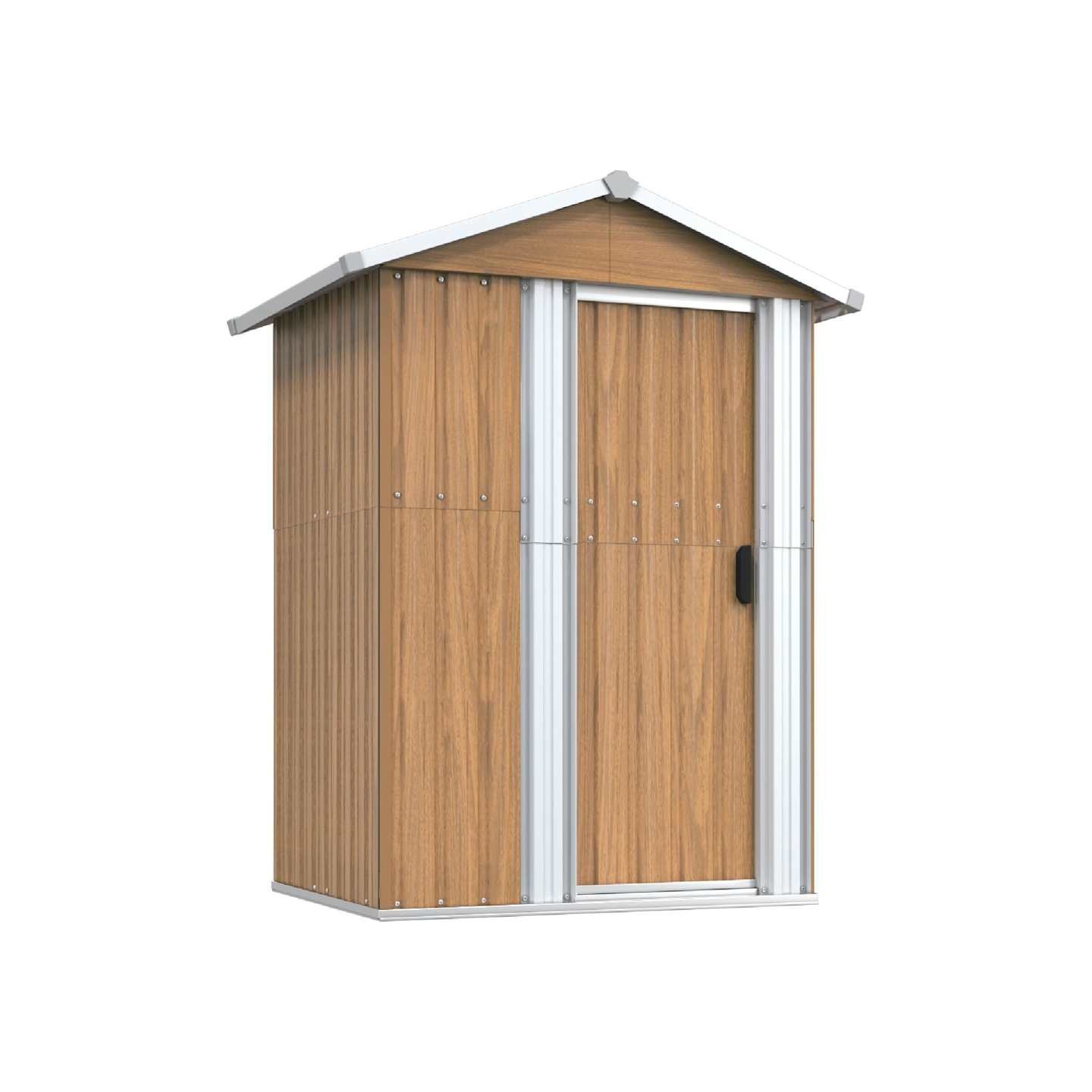 Abri de jardin marron 126 x 97,5 x 177 cm en acier galvanisé