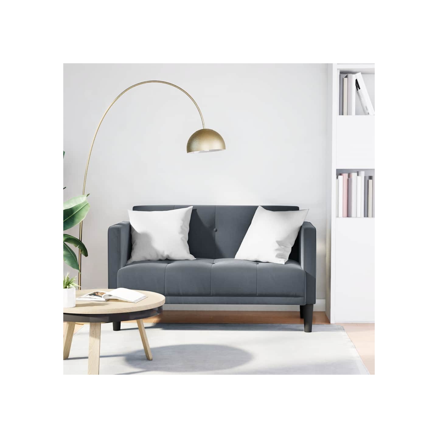 Canapé deux places gris foncé 111 cm velours