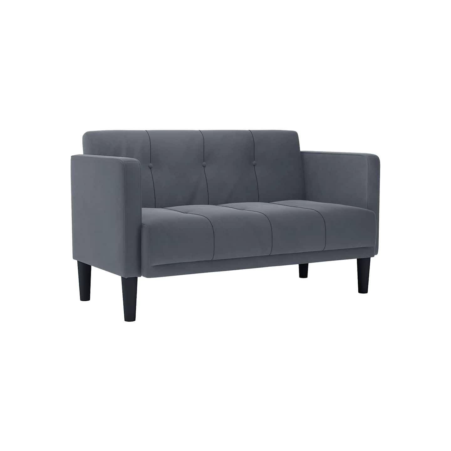 Canapé deux places gris foncé 111 cm velours